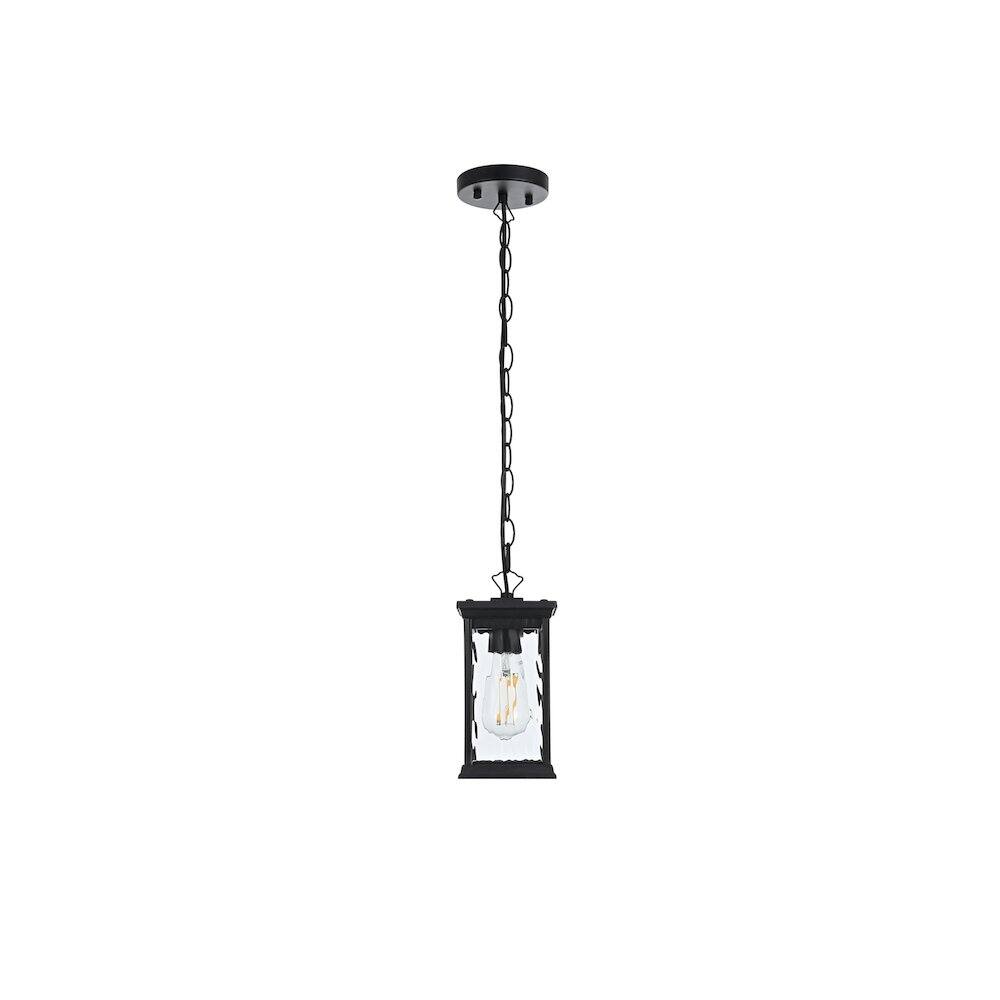 Back. Elegant Lighting - Mascher 7 inch Outdoor Pendant in Black - Black.