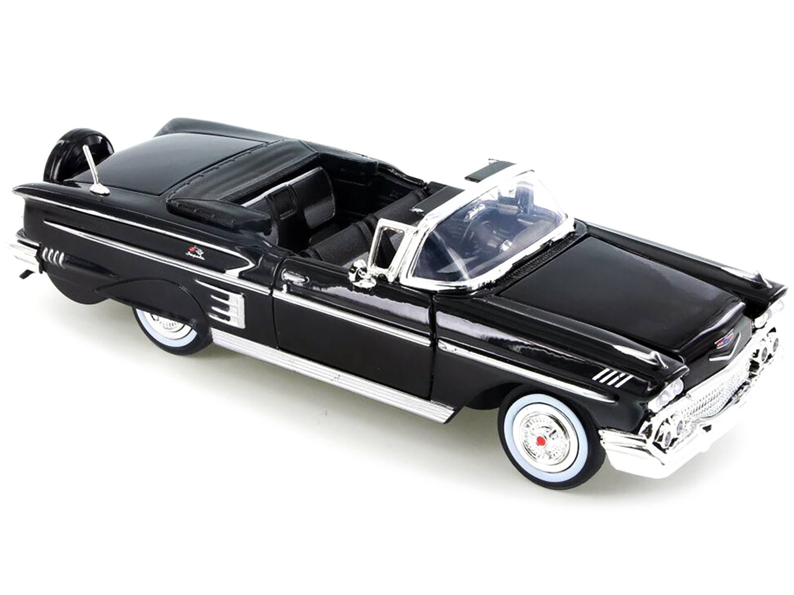 Alt View 1. Motormax - 1958 Chevrolet Impala Convertible Black 1/24 Diecast Model Car by Motormax.