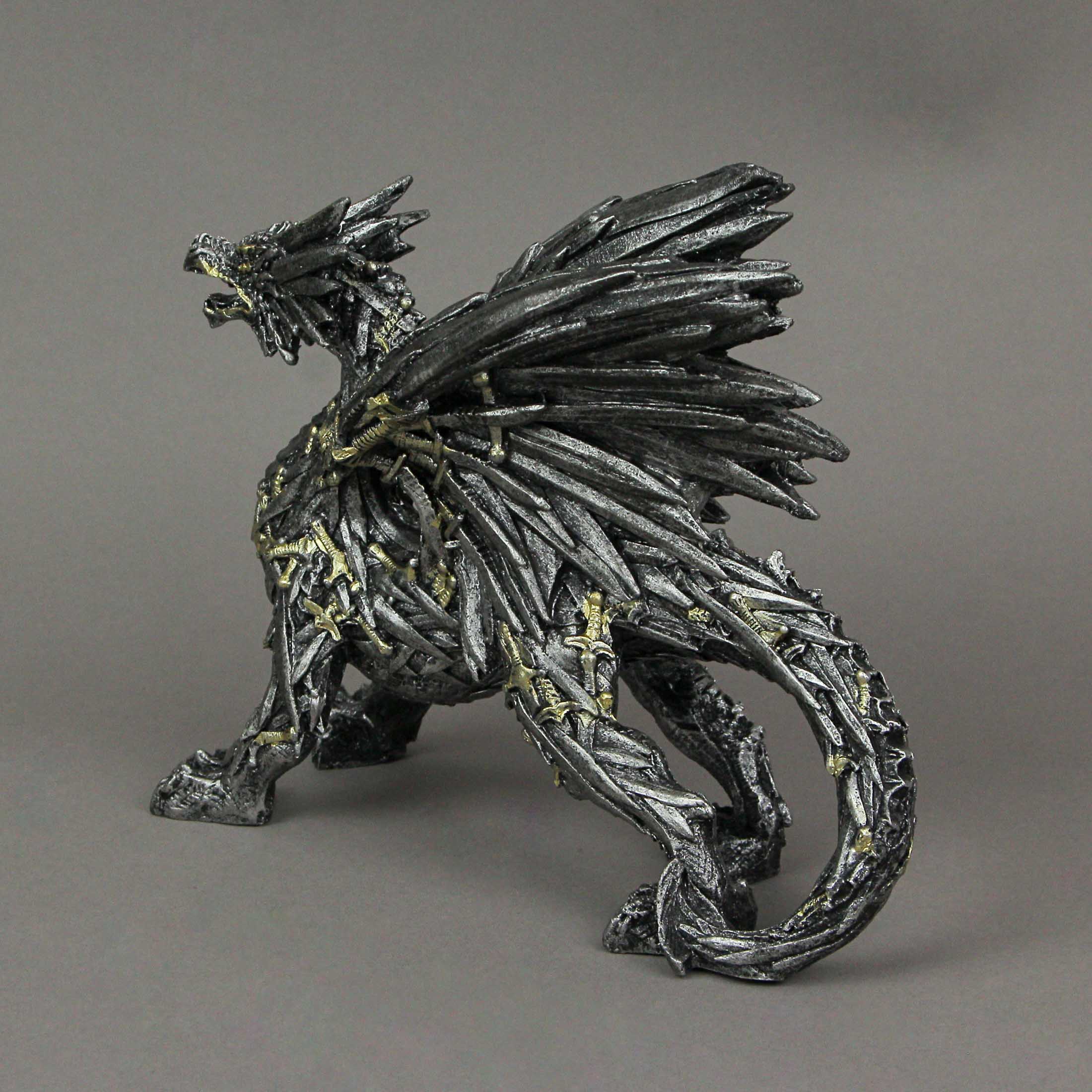 Alt View 2. Everspring Import Co. - Dragon of Blades Decorative Fantasy Statue Home Decor Figurine Sword Sculpture - Silver.