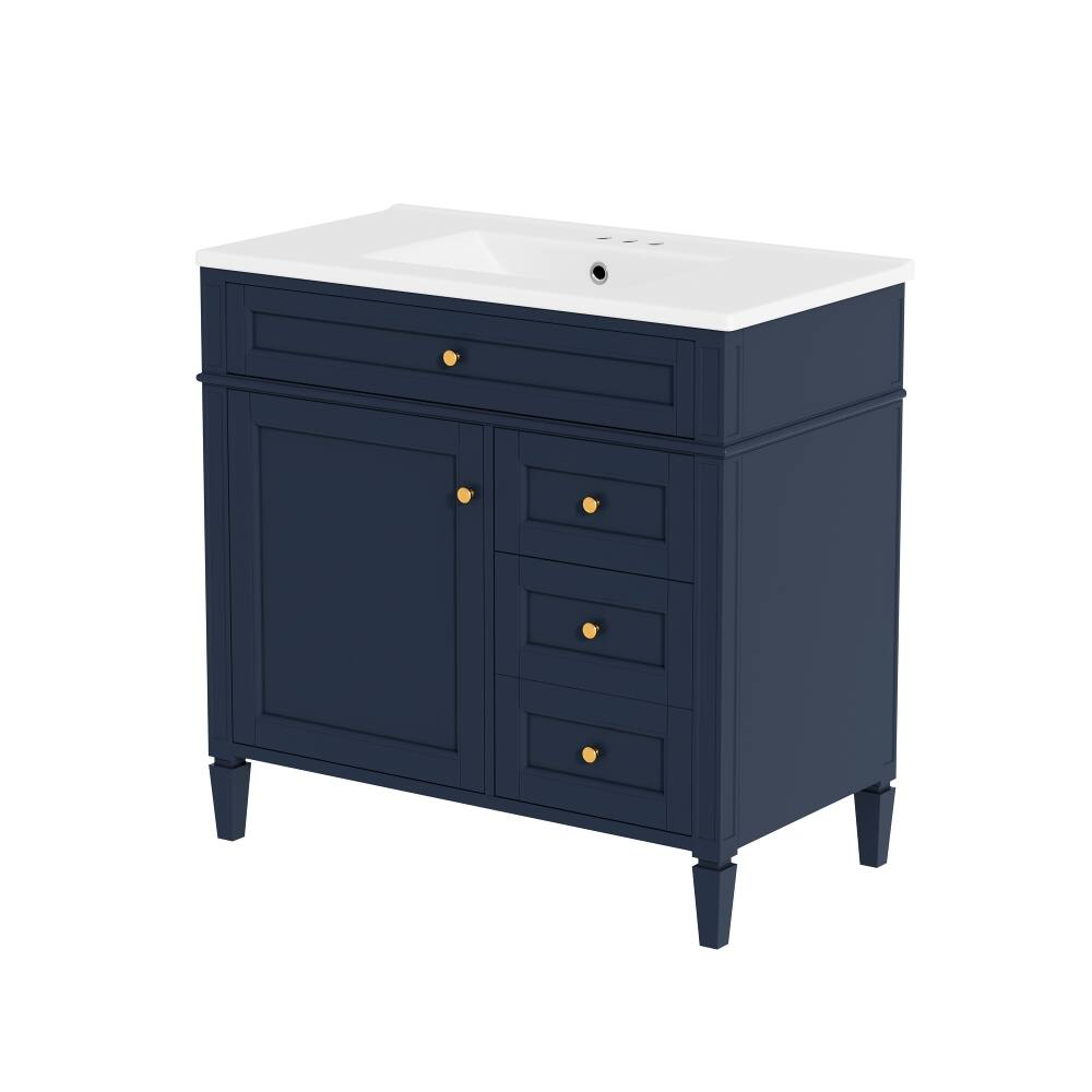Alt View 7. Loheer - Loheer 36 inch bathroom vanity with sink Blue Modern Single Sink Cabinet - Blue.