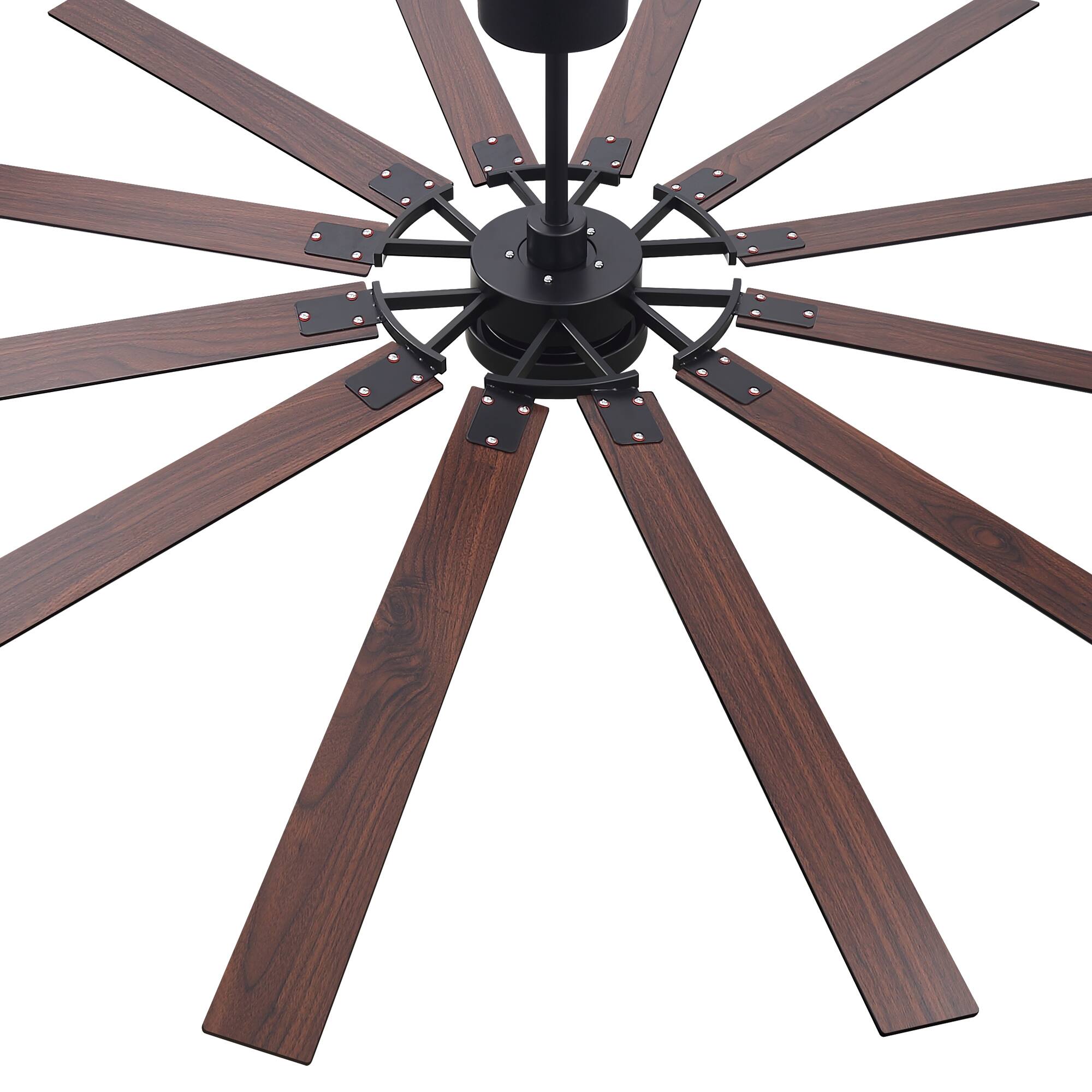 Alt View 5. Breezary - 80-Inch Ceiling Fan with LED Light, 12 Wood Blades, DC Motor, 6 Speeds, Timer, Reversible Airflow and Remote Control - Black and Walnut.