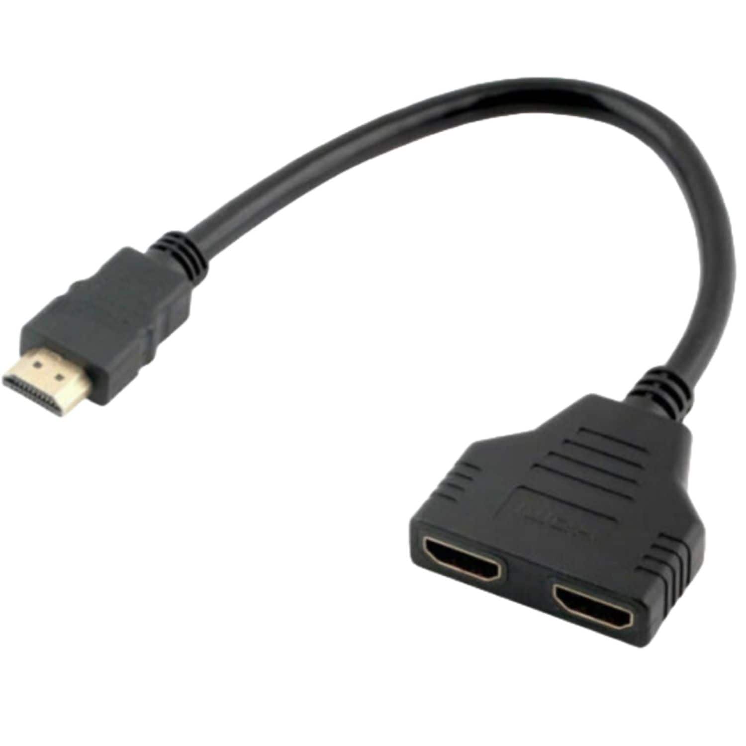 Sanoxy - HDMI Port Male to Female 1 Input 2 Output Splitter Cable Adapter Converter 1080P - Black