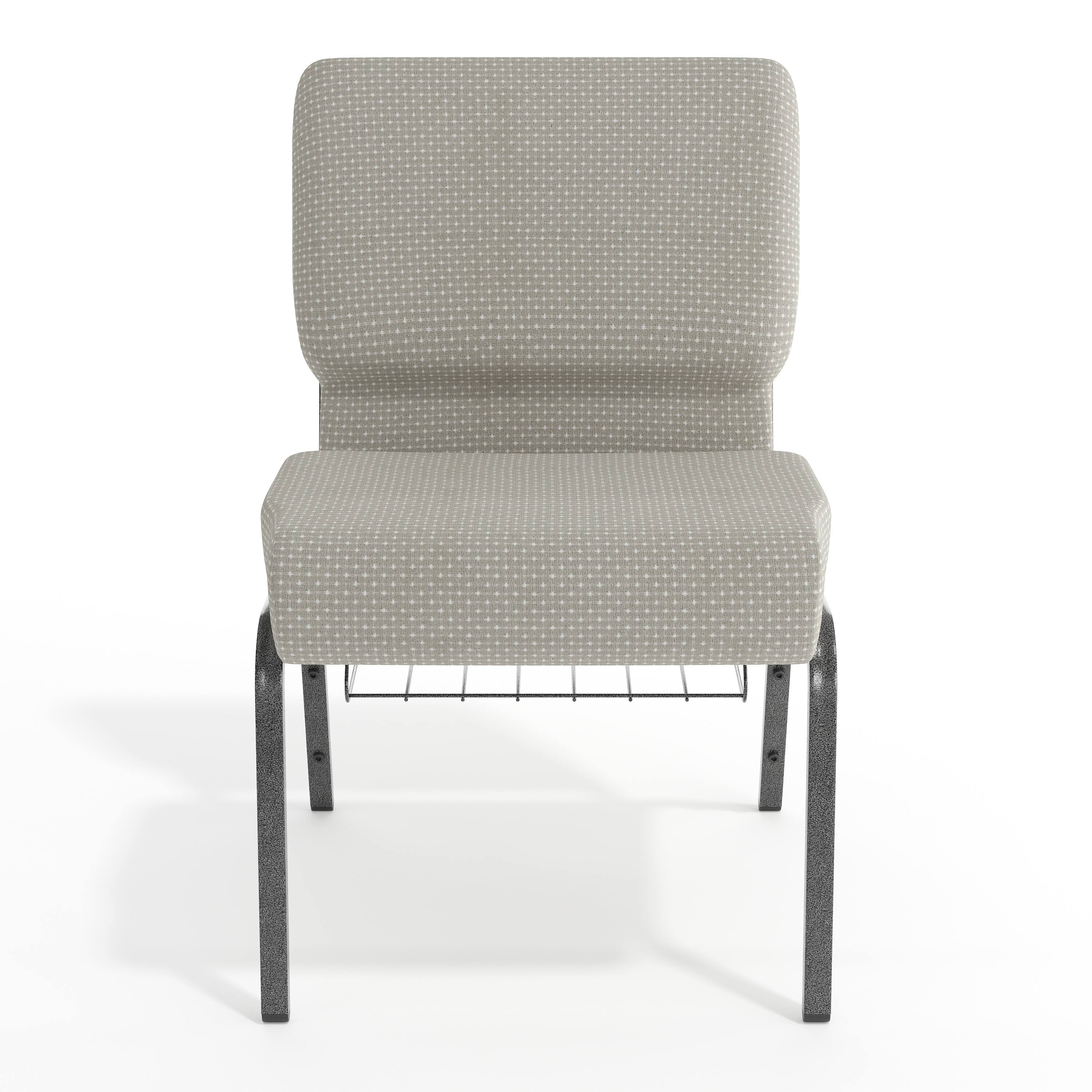Alt View 9. Emma + Oliver - 21"W Church/Reception Guest Chair with Communion Cup Book Rack - Gray Dot Fabric/Silver Vein Frame.