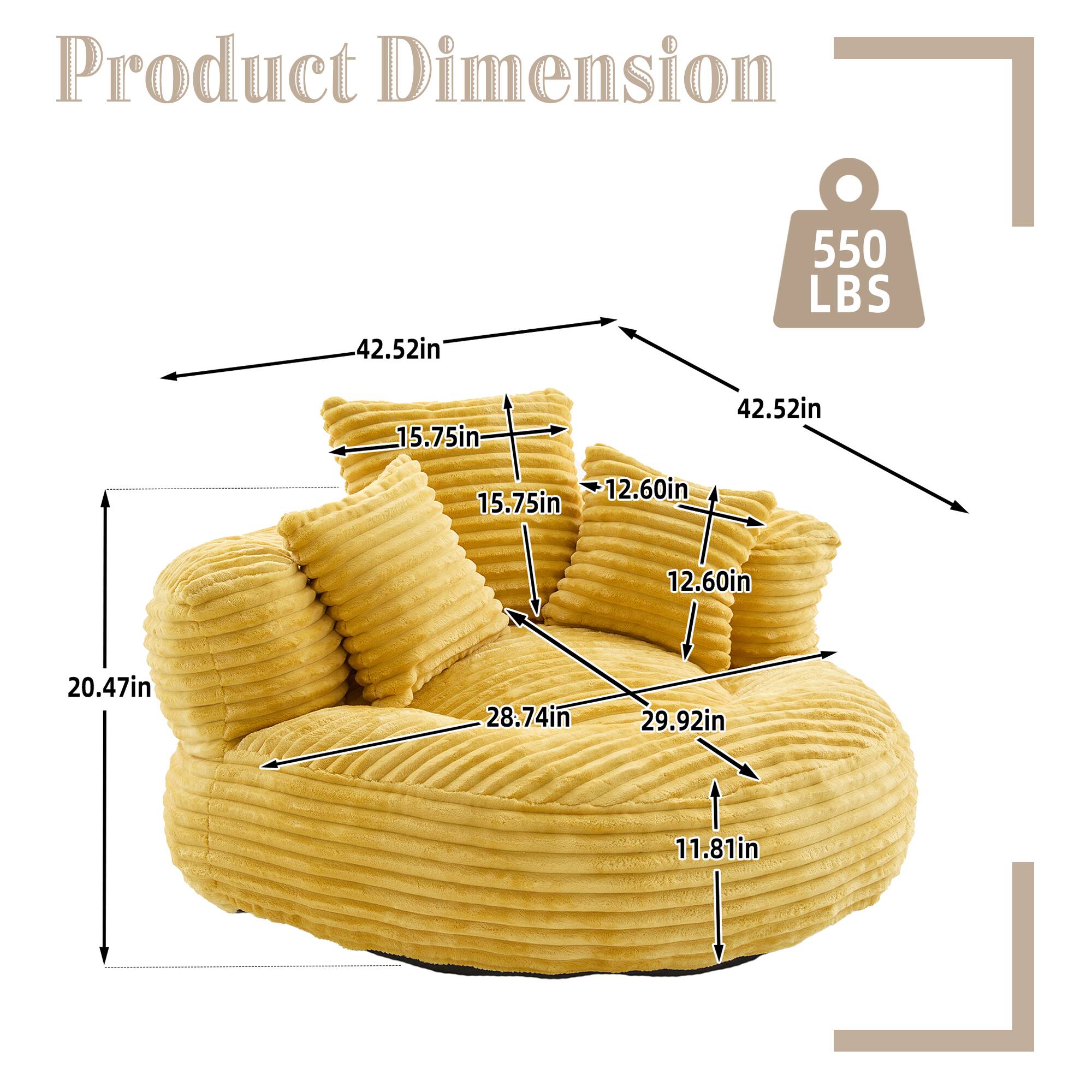 Product Dimension:  
42.52in x 550 LBS x 15.75in x 42.52in x 12.60in x 15.75in x 12.60in x 20.47in x 28.74in x 29.92in x 11.81in
