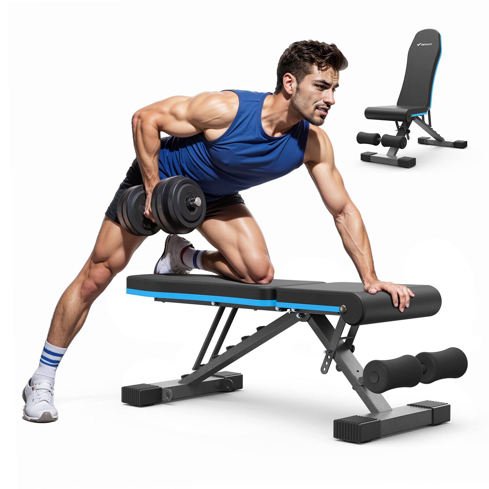 Alt View 1. MERACH - MERACH Adjustable Weight Bench Foldable Weight Benches for Home Gym with 990 LBS - Black.