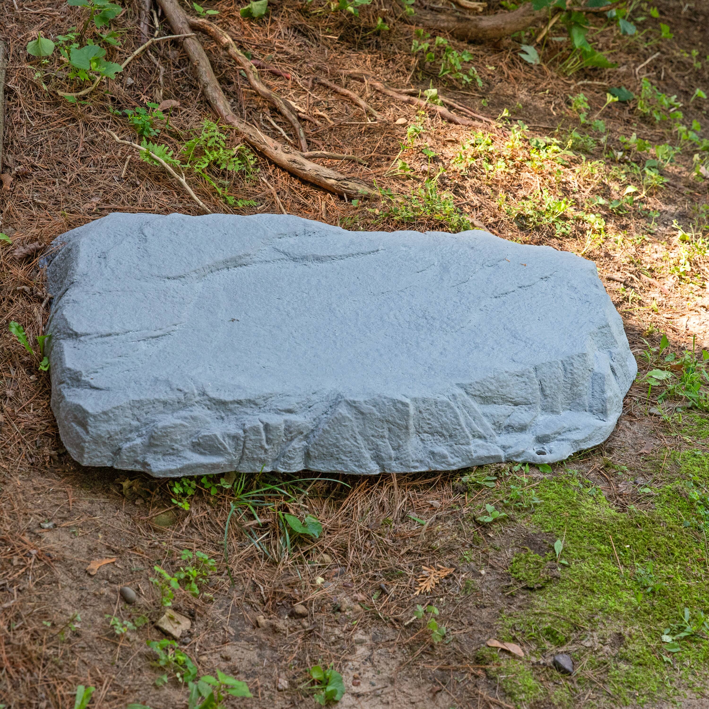 Alt View 8. Sunnydaze - Set of 2 Flat Artificial Landscape Rocks with Stakes - Gray.