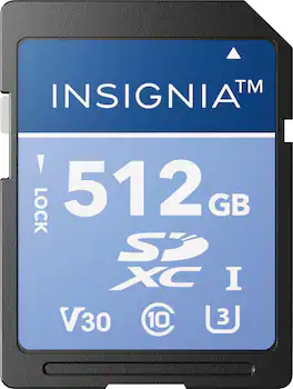 Insignia™ - 512GB SDXC UHS-I Memory Card, Read Speed Up to 200MB/s