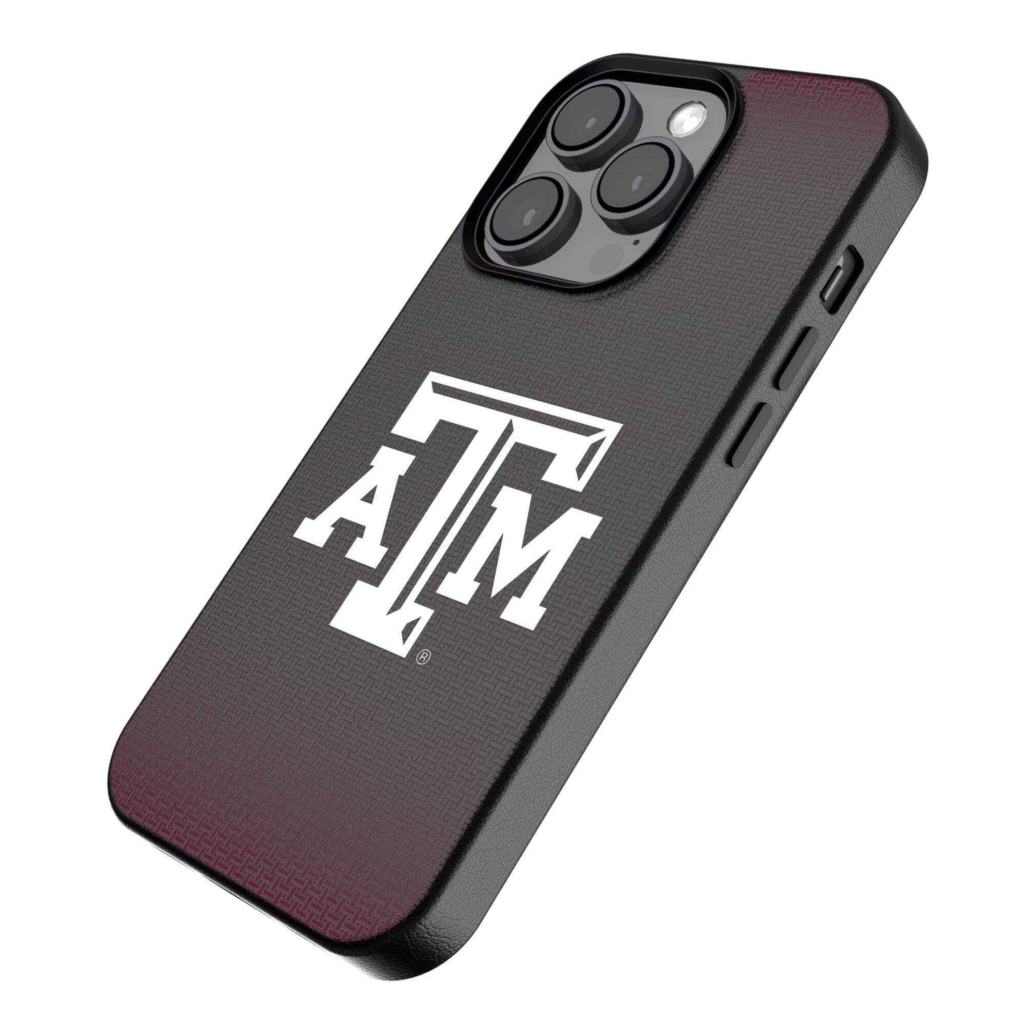 Alt View 1. Keyscaper - Texas A&M Aggies Linen Logo iPhone Magnetic Bump Case - 15 Pro - Black.