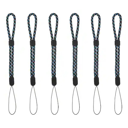 Front. Unique Bargains - Camera Wrist Strap, 6pcs Adjustable Nylon Wristlet Lanyard String for Camera Keys Keychain Phone USB Wallet - Blue Jacquard.