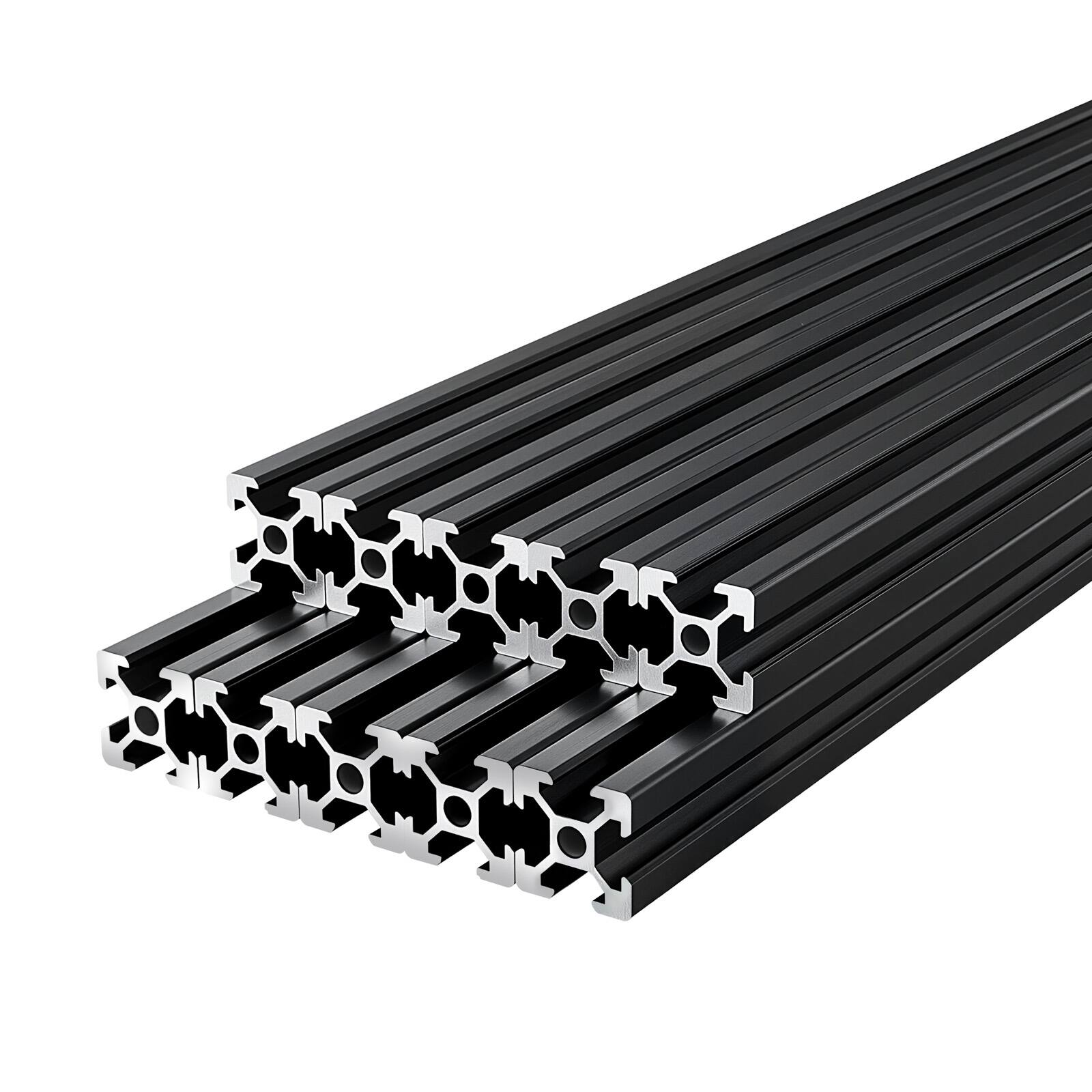 Alt View 5. VEVOR - 10PCS 2020 Aluminum Extrusion Profile, 23.62 Inch 600 mm, T Slot European Standard Anodized Linear Rail - Black.