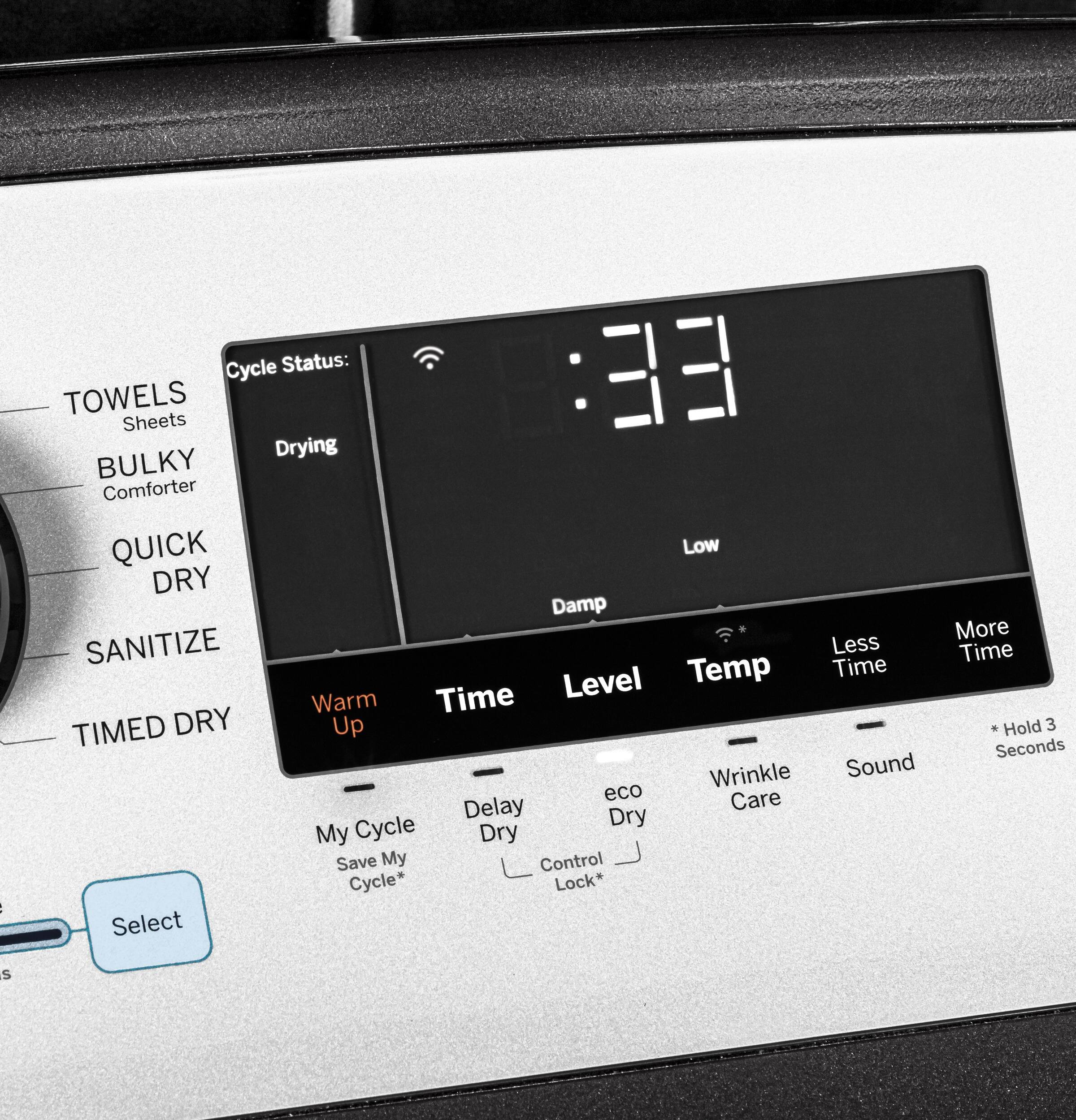 Alt View 15. GE - 7.4 Cu. Ft. 12-Cycle Electric Dryer with HE Sensor Dry.