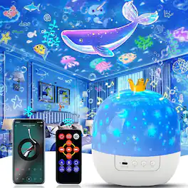 ACJPR - 21 Sets of Films Projector Night Light for Kids Bedroom with Remote Control & Bluetooth Speaker, Star Galaxy Baby Night