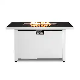 Mondawe - 50,000 BTU Stainless Steel Outdoor Gas Fire Pit Table - White