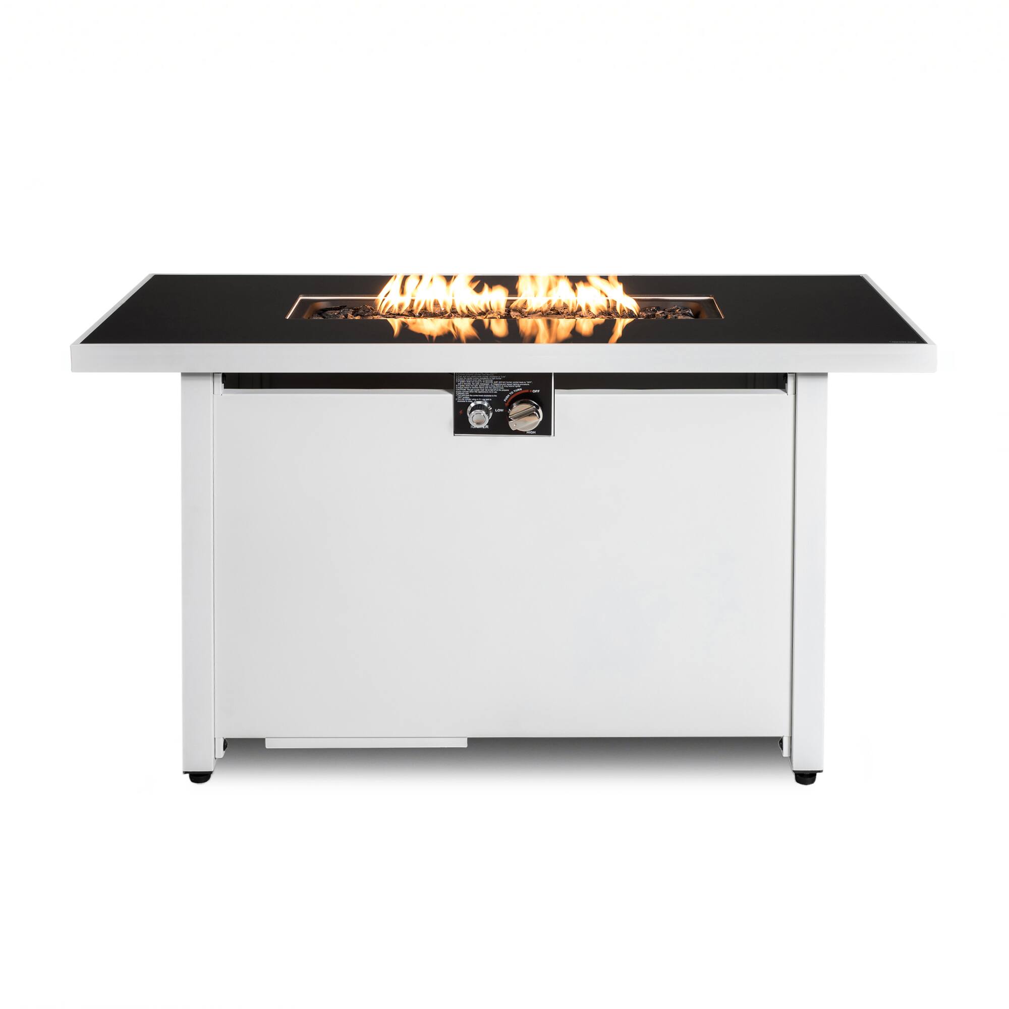 Front. Mondawe - 50,000 BTU Stainless Steel Outdoor Gas Fire Pit Table - White.