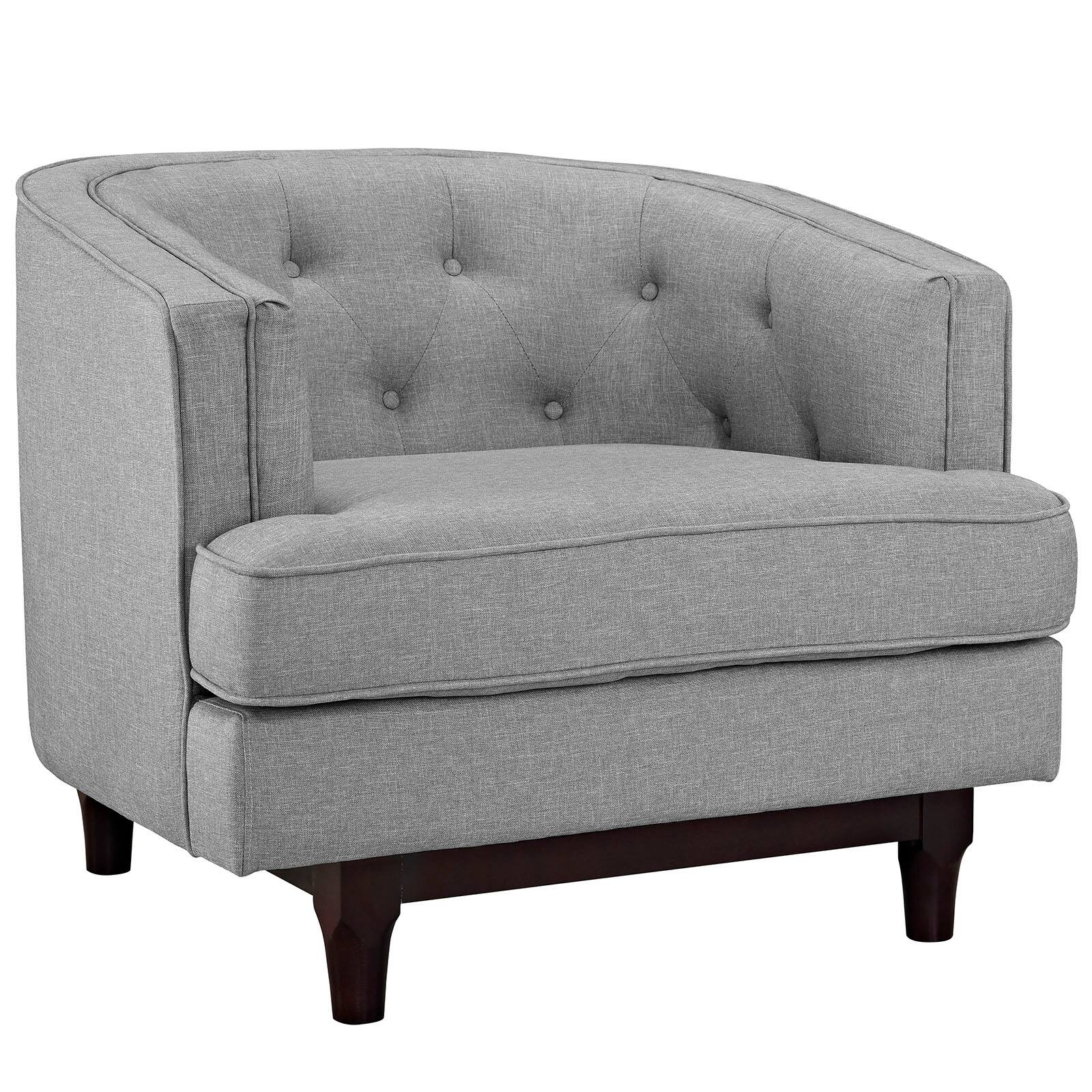 Angle. Modway - Coast Upholstered Fabric Armchair by Modway - Light Gray.