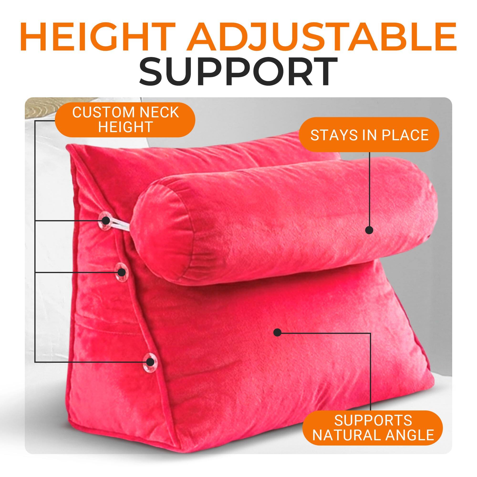 HEIGHT ADJUSTABLE SUPPORT  
CUSTOM NECK HEIGHT  
STAYS IN PLACE  
SUPPORTS NATURAL ANGLE