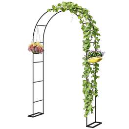 Outsunny - ft Steel Garden Arch, Garden Arbor Trellis with Large Base for Climbing Plants - Black