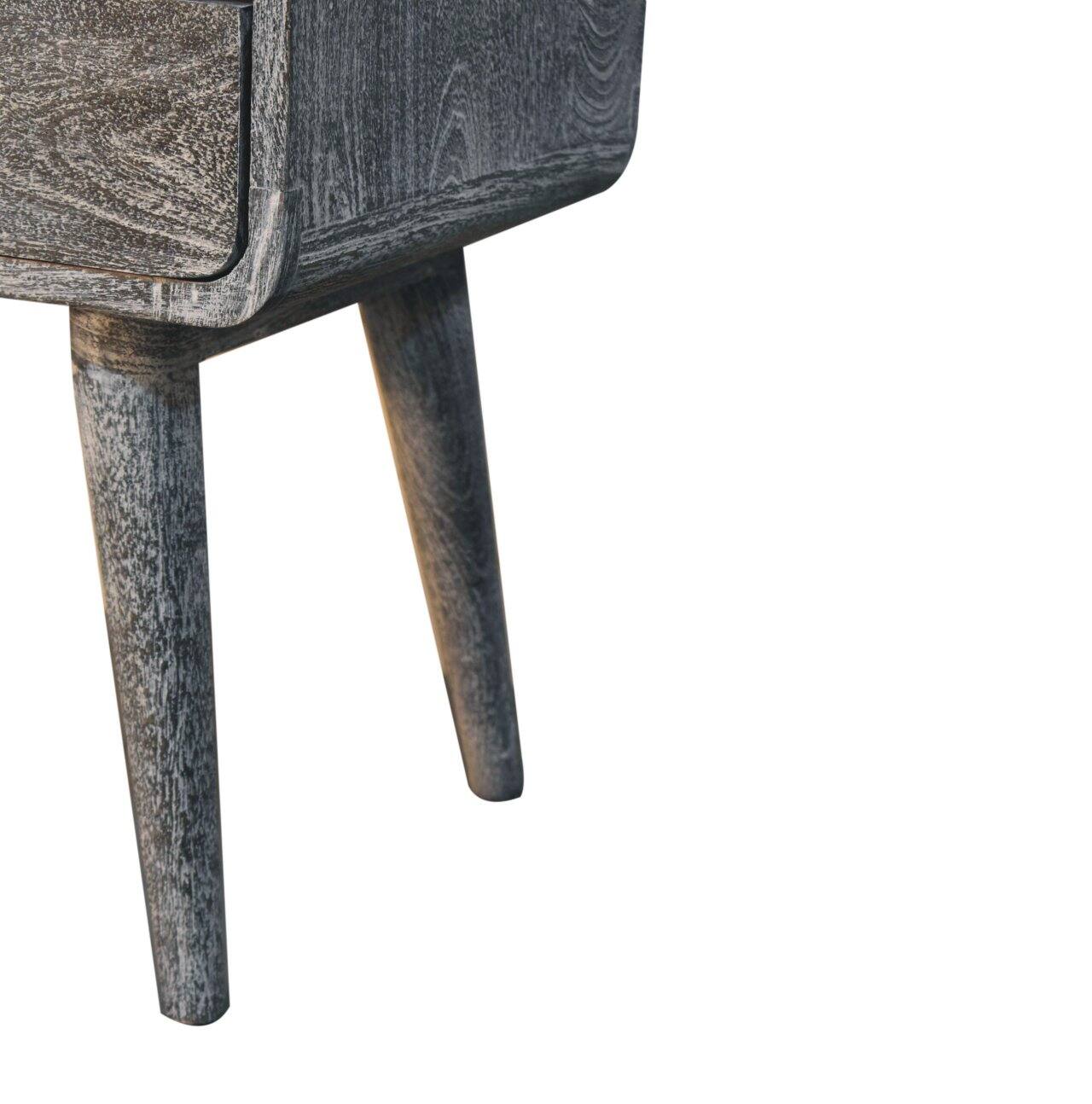 Alt View 5. Artisan Furniture - Artisan Furniture Solid Wood Sandblasted Ash Curved Bedside, 2 Drawers, Grey - Grey.