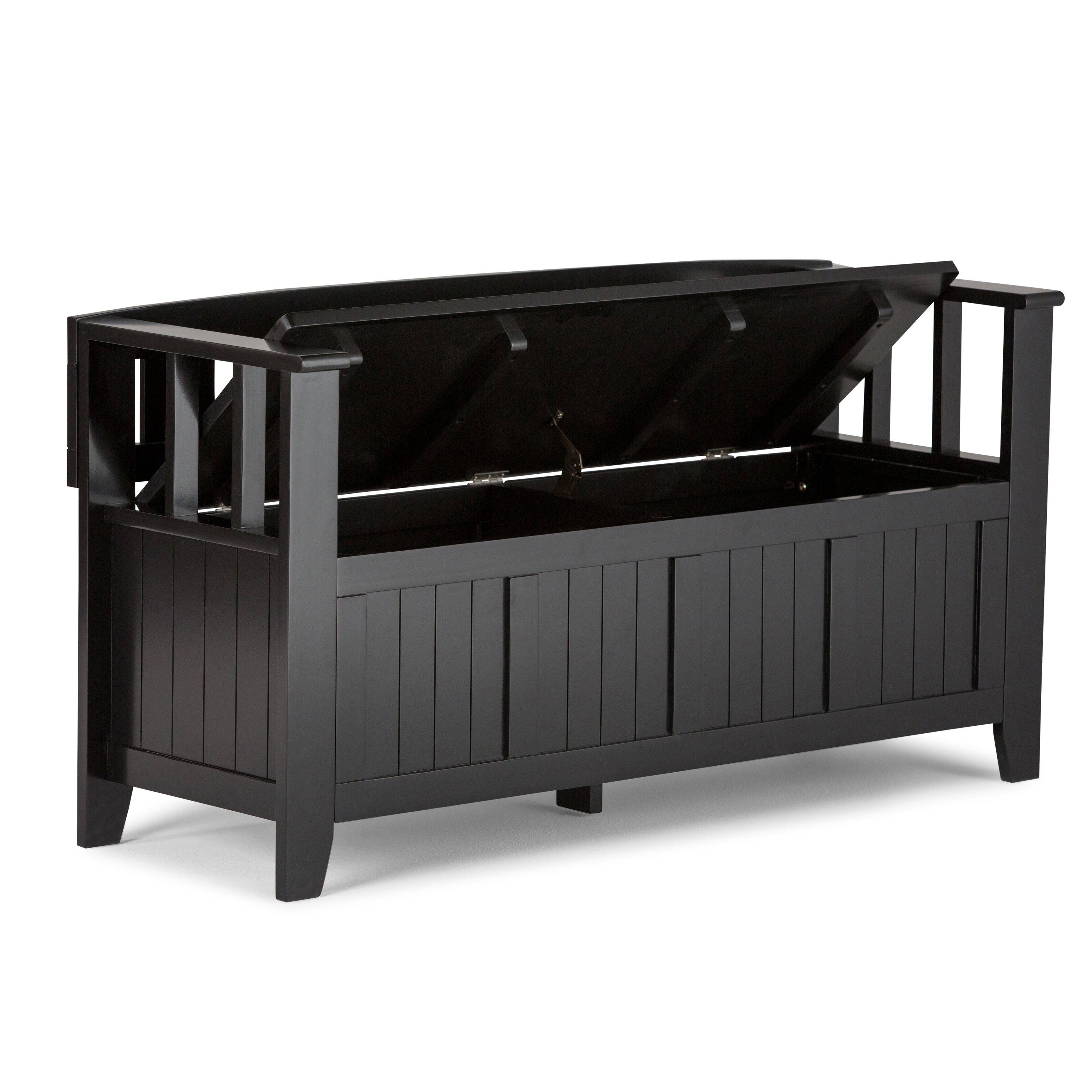 Back. Simpli Home - Acadian Solid Wood 48 inch Wide Storage Bench and 36 inch Wide Storage Cabinet in Black - Black.