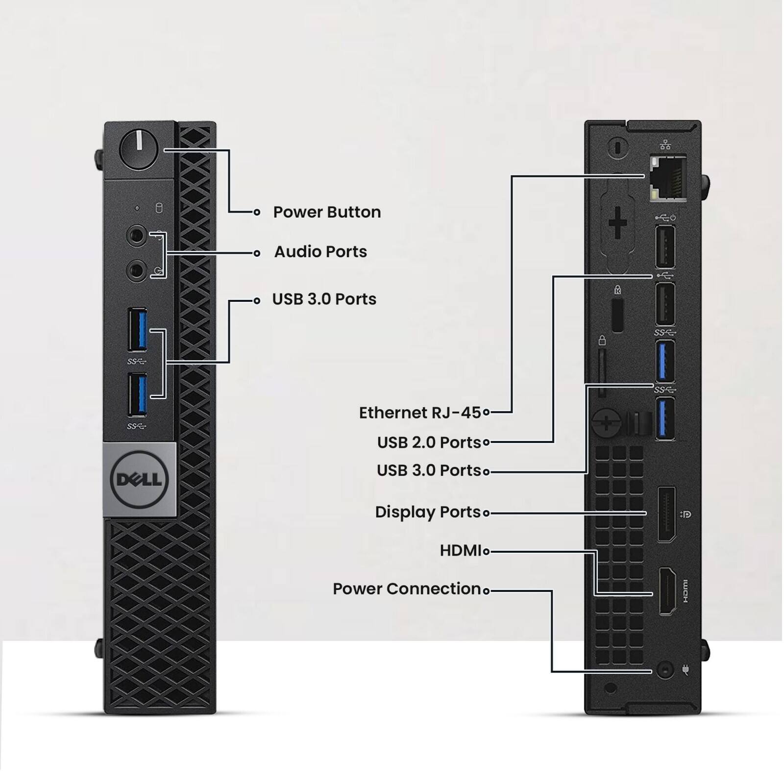 Power Button  
Audio Ports  
USB 3.0 Ports  
SSD  
Ethernet RJ-45  
USB 2.0 Ports  
USB 3.0 Ports  
Display Ports  
HDMI  
Power Connection