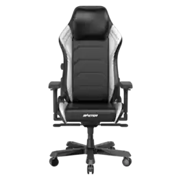 DXRacer - Master Series Gaming Chair – Black with lines, Premium PU Leather with Built-In Lumbar Support & 4D Armrests - Black and White