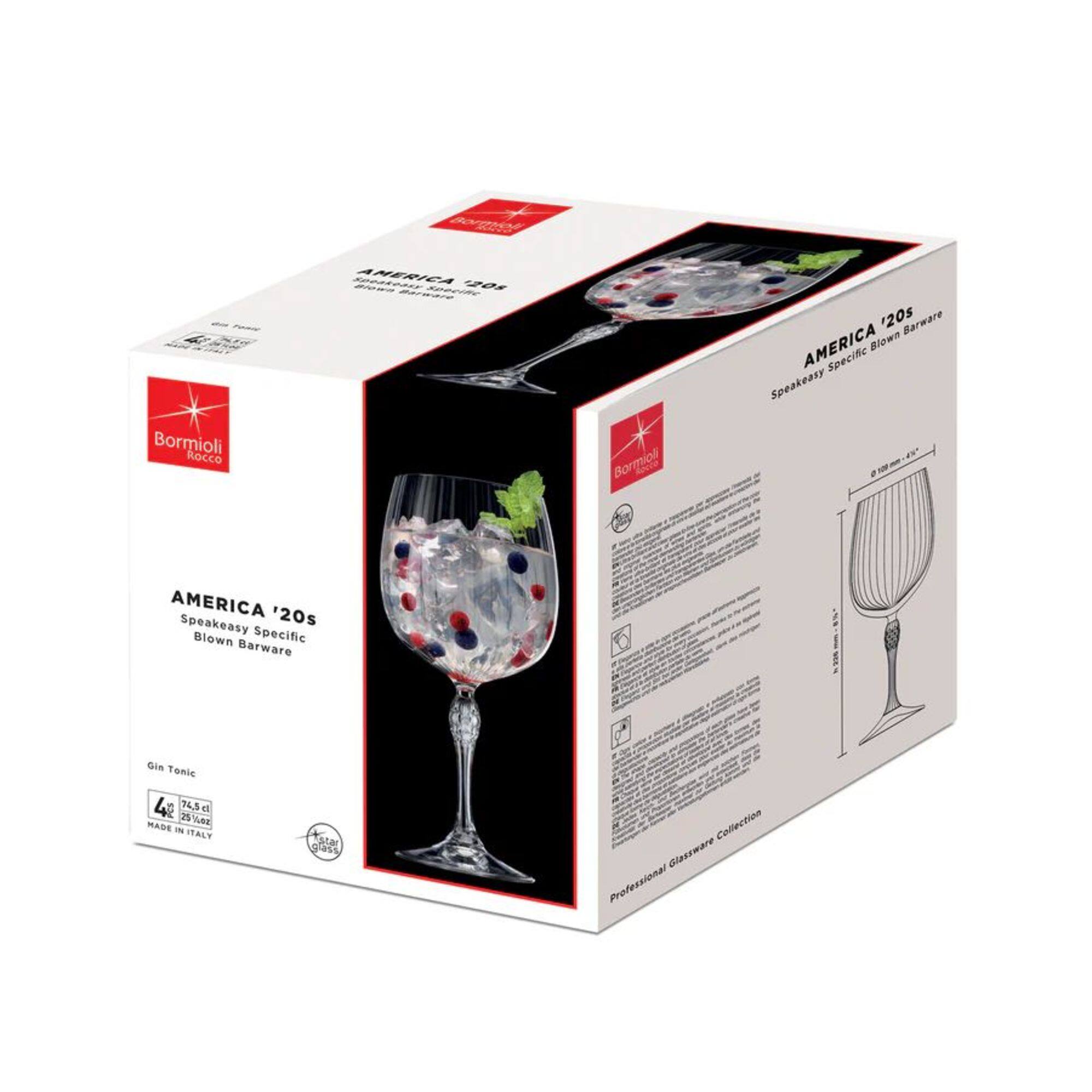 Bormioli Rocco CC VN 20 - Bormioli Akciv 20s Barware AMERICA '20s Speakeasy Specific Blown Barware Gin Tonie 4 745 e 25 NE MADE IN ITALY Taar 530 Collection PEREESID Professional