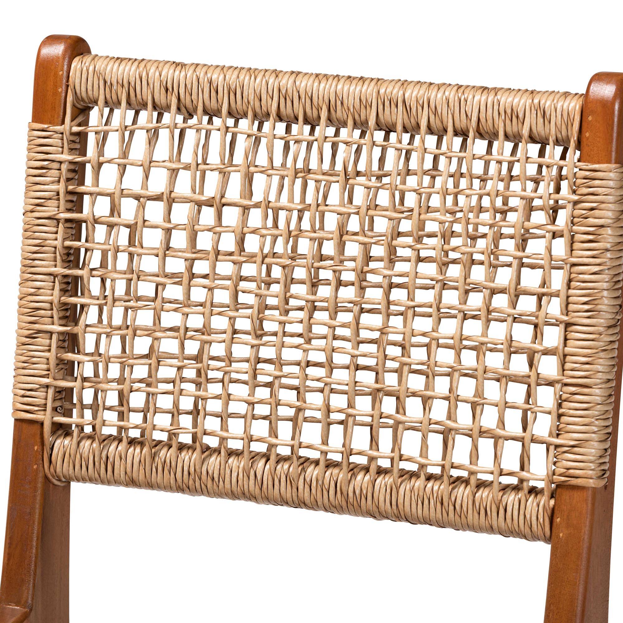 Alt View 1. bali & pari - Ariba Dining Chair with Mahogany Wood Frame and Viro Fiber Weaving, Rustic Boho Accent Chair - Caramel Brown/Natural Brown.