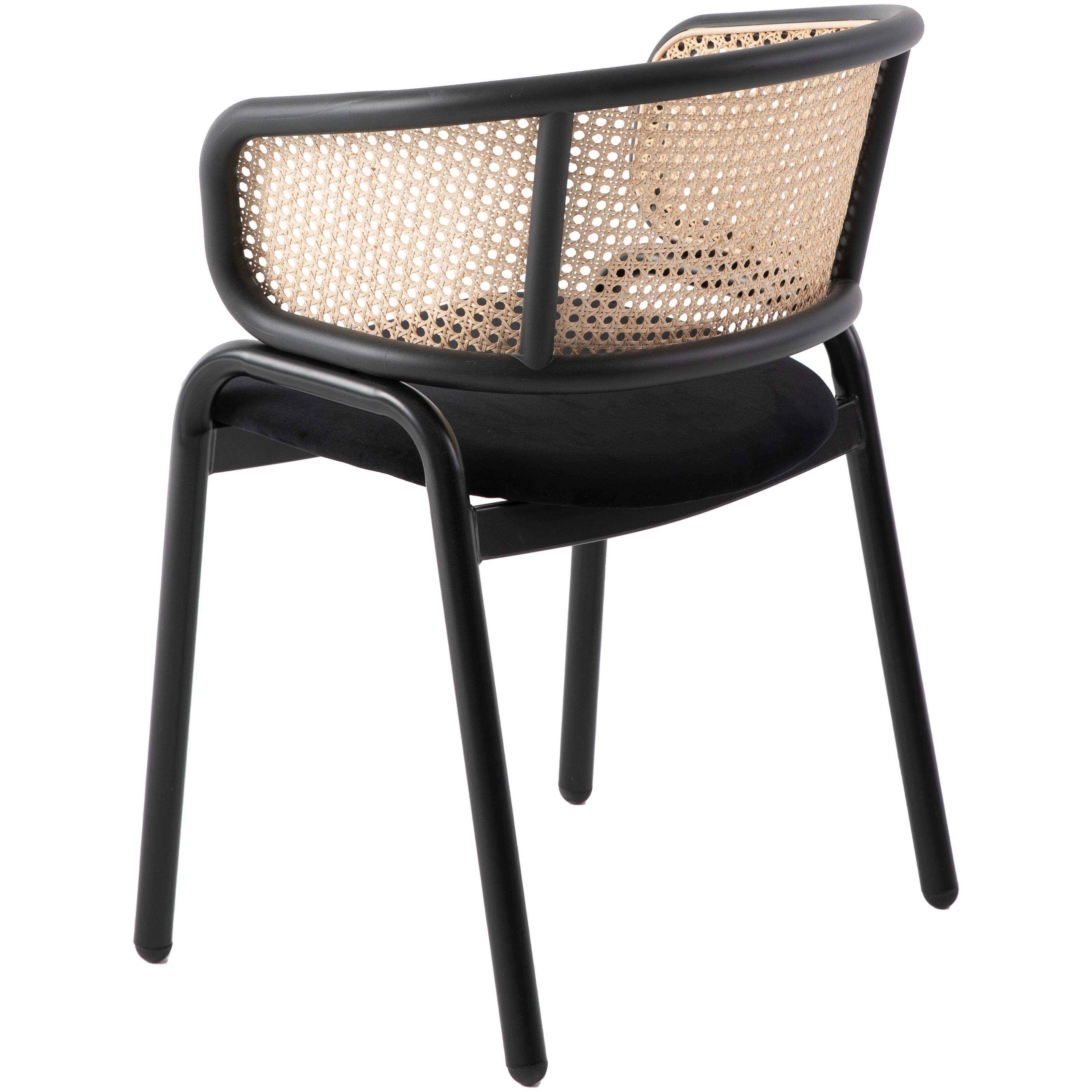 Alt View 1. LeisureMod - Ervilla 4-PCS Modern Upholstered Kitchen Dining Chair - Comfortable Velvet Cushion & Powder-Coated Metal Frame - Black.
