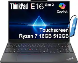 Lenovo - ThinkPad E16 Gen 2 16" FHD+ Touch Screen Laptop - AMD Ryzen 7 with 16GB Memory - 512GB SSD - Windows 11 Pro - Black