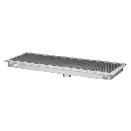 Front. Koolmore - 18" x 54" Stainless Steel Floor Trough Drain, 14-Gauge with Subway-Style Grating & Removable Drain Basket, NSF Listed - Stainless-Steel.