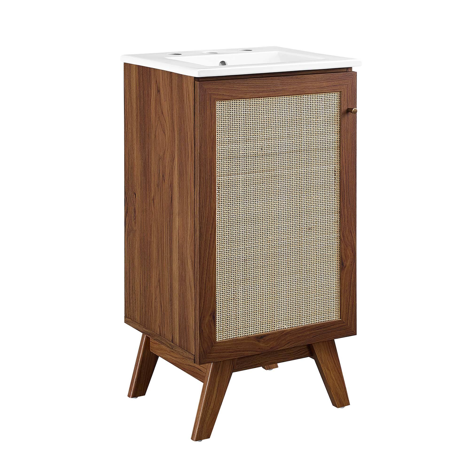 Angle. Modway - Soma Bathroom Vanity with White Basin Included by Modway - Walnut White.
