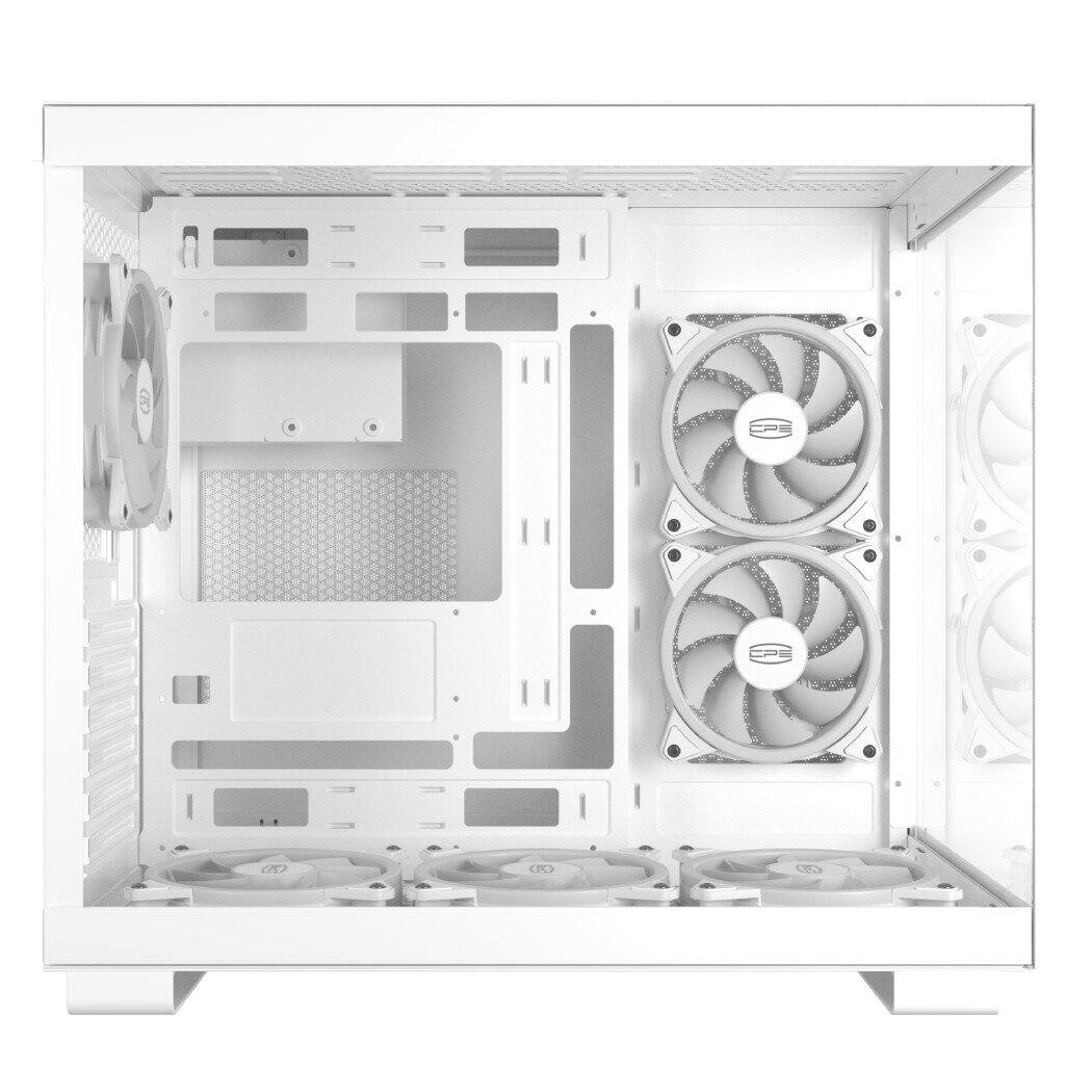 Alt View 2. PCCOOLER - C3T500 ARGB WH Mid Tower - Gaming Desktop Case with 6 ARGB Fans - ATX/M-ATX/ITX - 270 Column Free Panoramic View - White.
