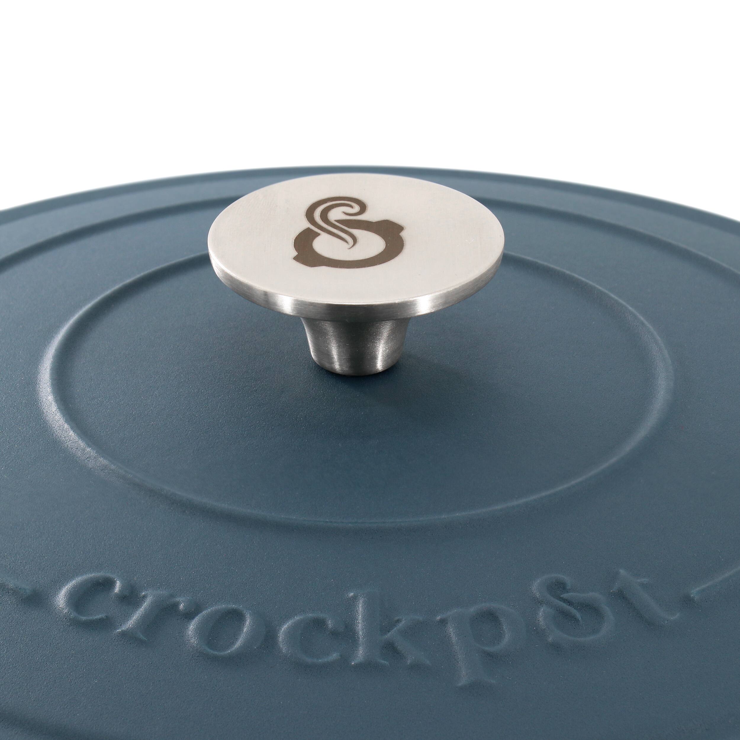 Alt View 4. Crockpot - Crockpot Artisan 5 Quart Enameled Cast Iron Dutch Oven in Matte Navy Blue - Navy Blue.