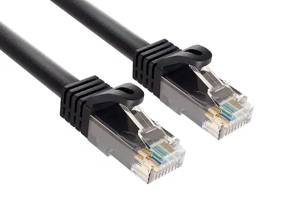 Front. Cable Leader - Cat 6a Ethernet Cable, 10 Gigabit RJ45 Patch Cord, 24 AWG, for Home Office, Gaming, Modem & Smart TV - Black.