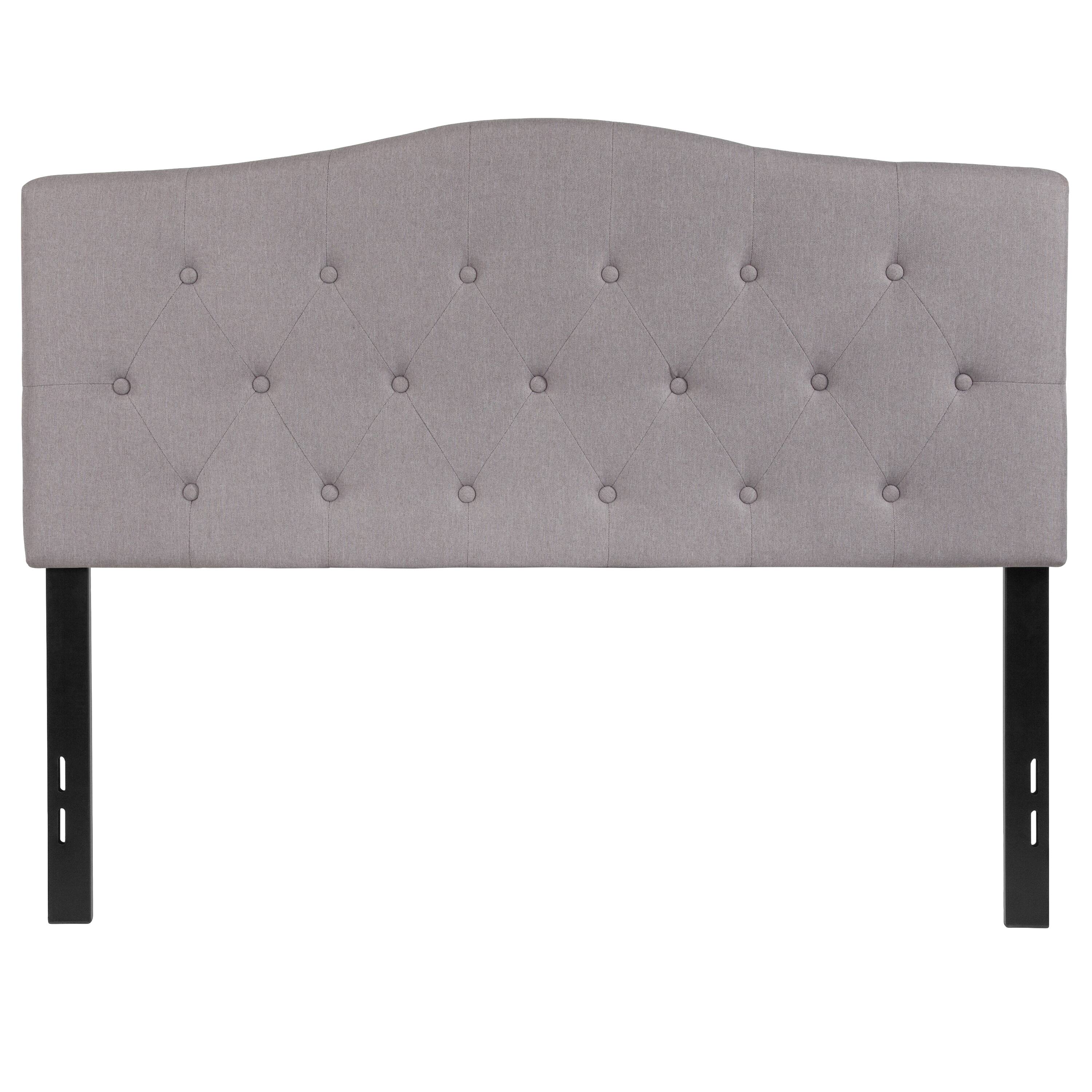 Alt View 5. Emma + Oliver - Arched Button Tufted Upholstered Headboard - Light Gray.