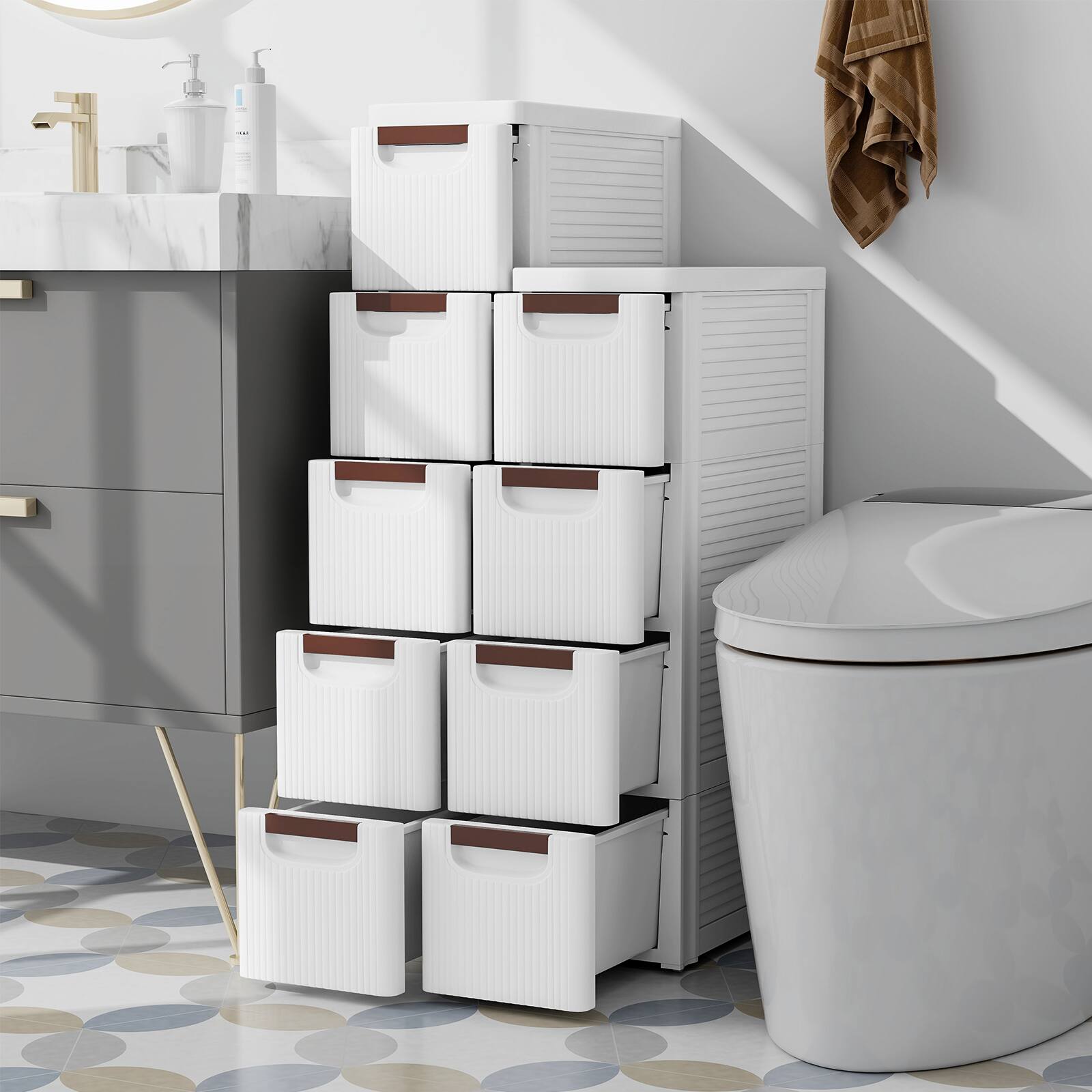 Alt View 1. Ecooso - 4-Drawer Rolling Dresser Storage Organizer with Built-In Wheels for Small Space - White.