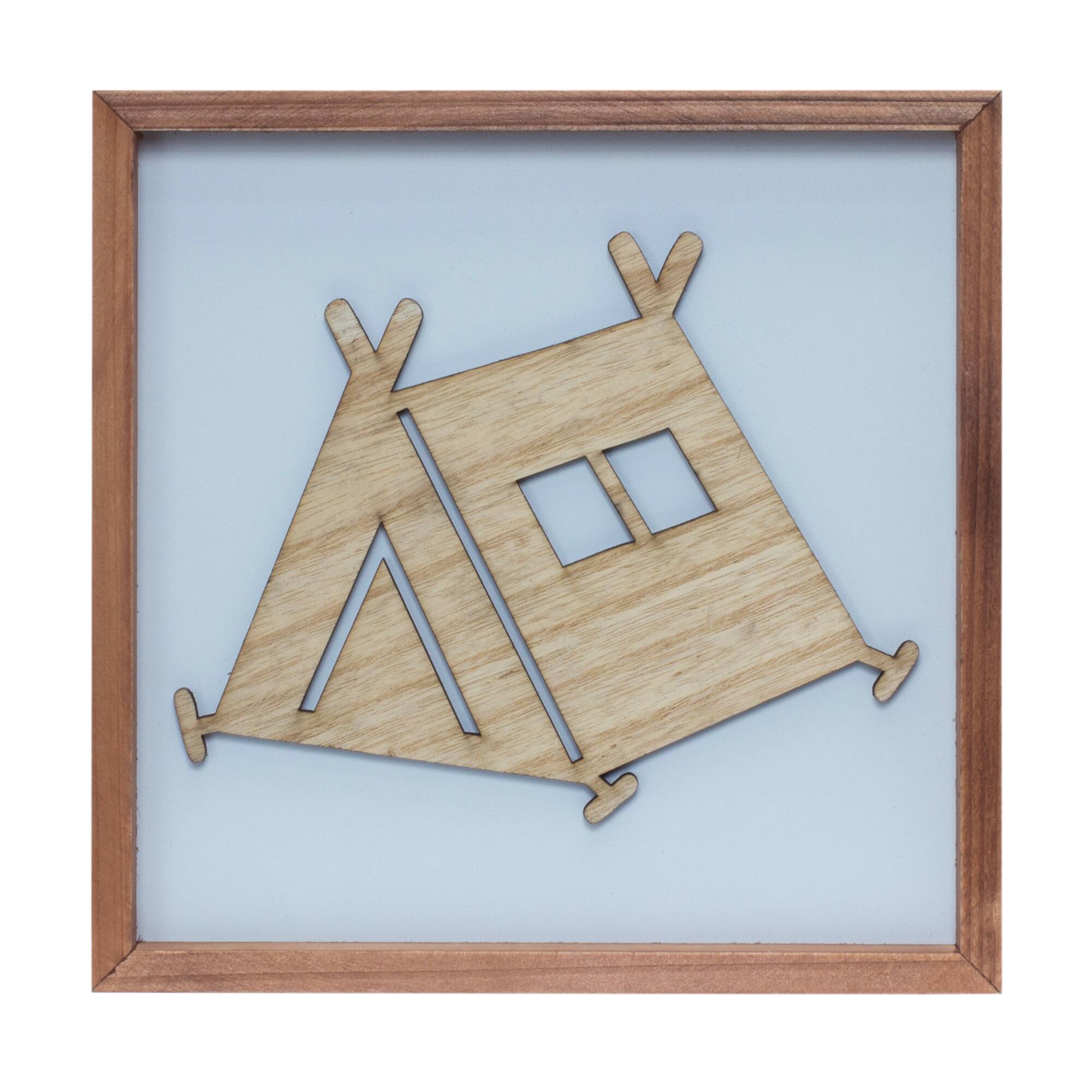 Left. BreeBe - Wood Adventure Wall Frames (Set of 3) - Blue, Brown.