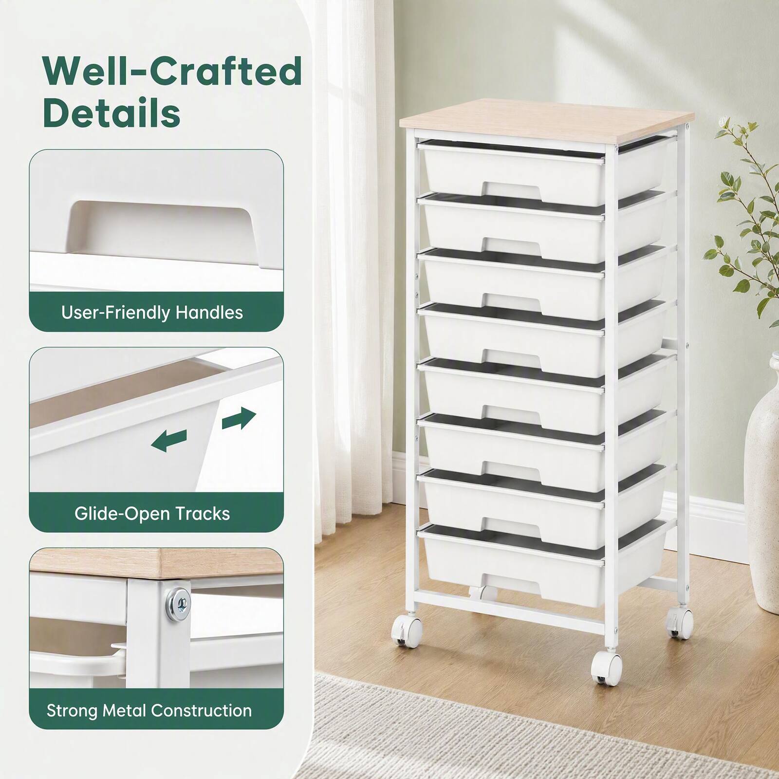 Well-Crafted Details
User-Friendly Handles
Glide-Open Tracks
Strong Metal Construction