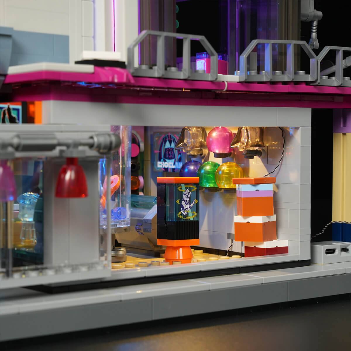 Alt View 8. Lumibricks - Cyberpunk Fashion Galleria Building Set with Lighting, 2701 Pieces, Display Model for Ages 16+.