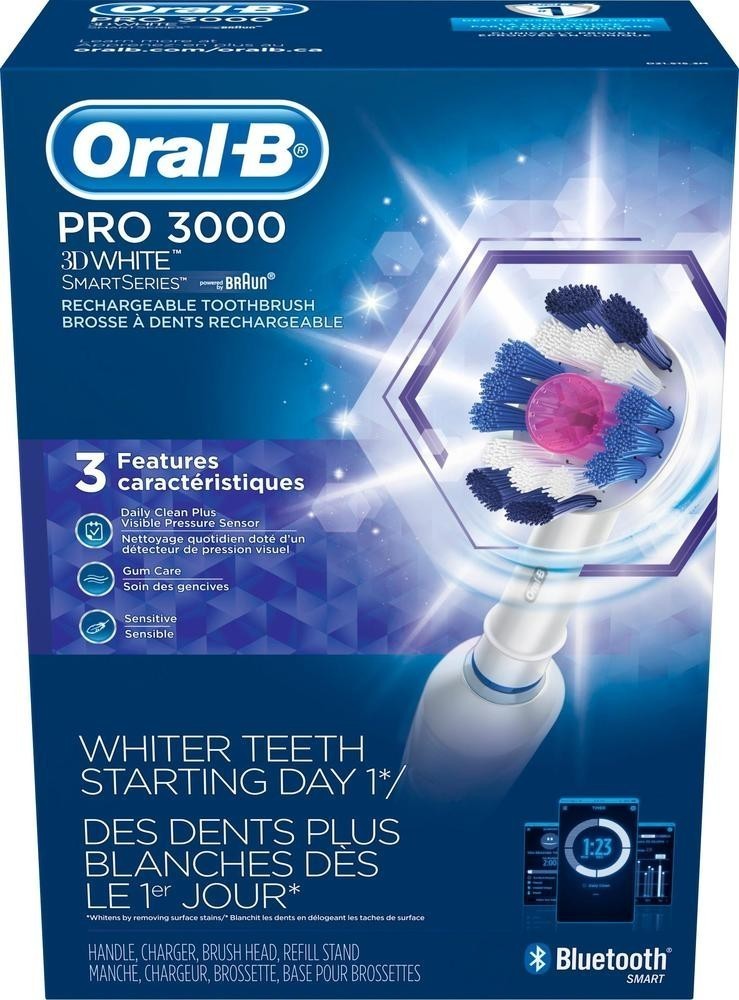 Left View: Oral-B Smart 3000 Rechargeable Toothbrush - White