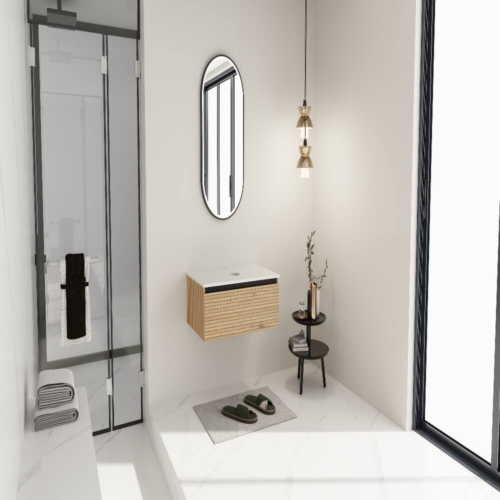 Alt View 4. Loheer - Loheer 30 inch wall mounted bathroom vanity Base Without Sink Light Coffee - Light Coffee.