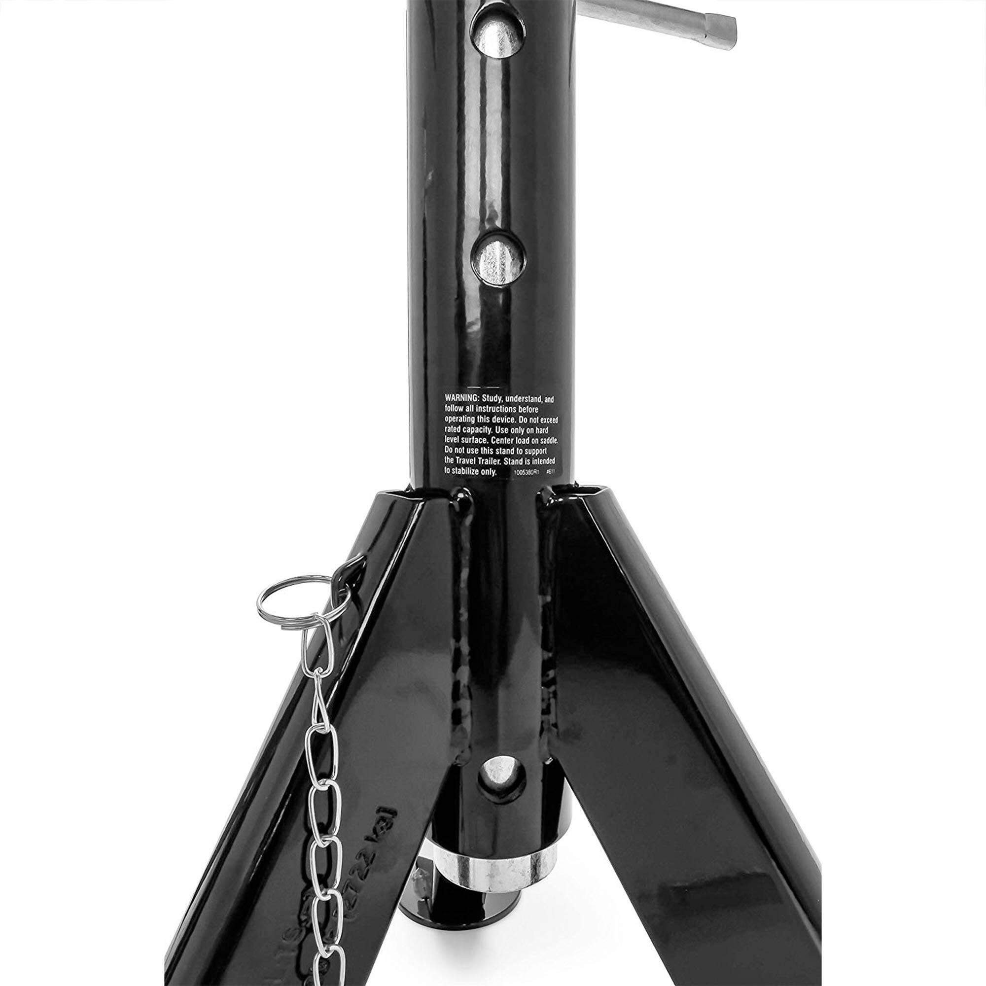 WARNING: Study, understand and follow all instructions before operating this device. Do not exceed the rated capacity. Do not use on a non-level surface. Do not use this stand to support the Travel Trailer Stand.