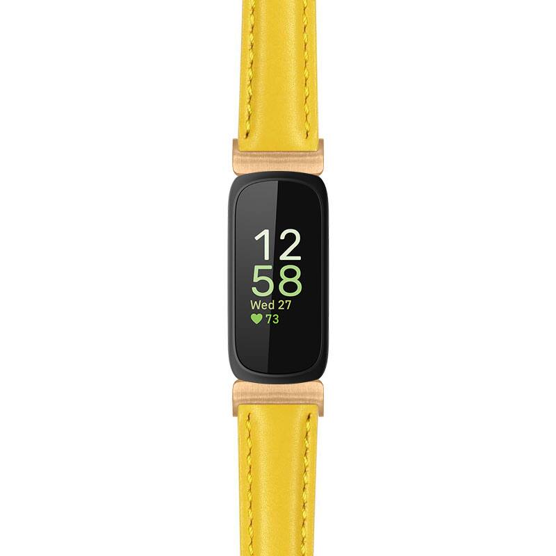 StrapsCo - Everyday Leather Watch Band Strap For Fitbit Inspire 3 (Extra Short) - Yellow (Rose Gold Hardware) price history on PriceWatchPro