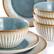 Alt View 5. Elama - Elama Louann 16 Piece Stoneware Dinnerware Set in Blue and Beige - Blue and Beige.