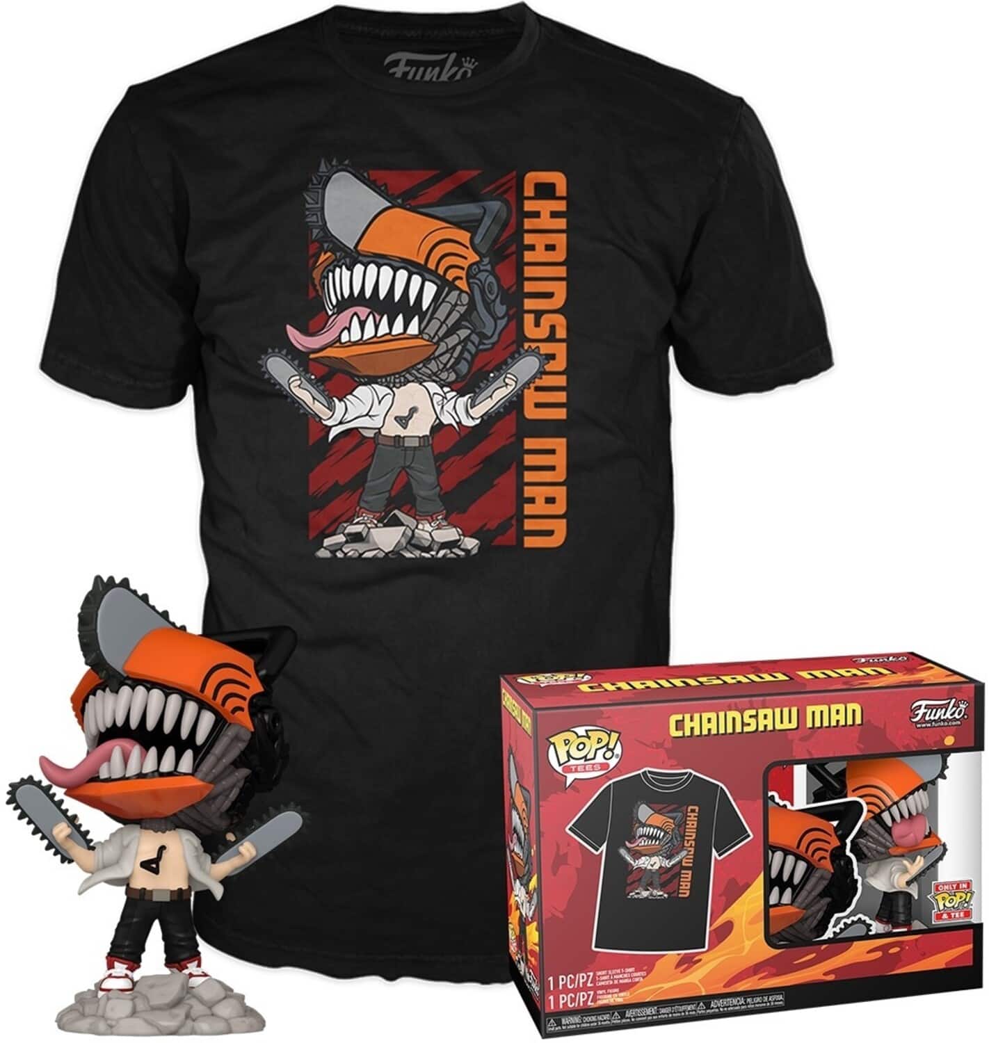 FUNKO POP! & Tee: Chainsaw Man Leaping, S - APPAREL - Multicolor