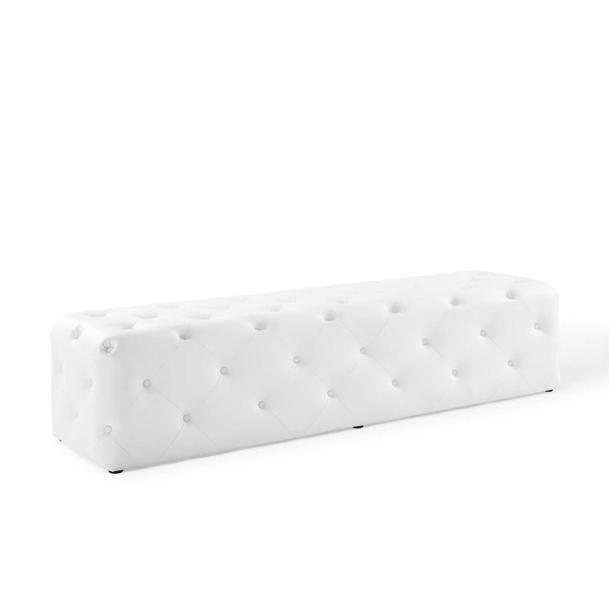 Front. Modway - Amour 72" Tufted Button Entryway Faux Leather Bench by Modway - White.