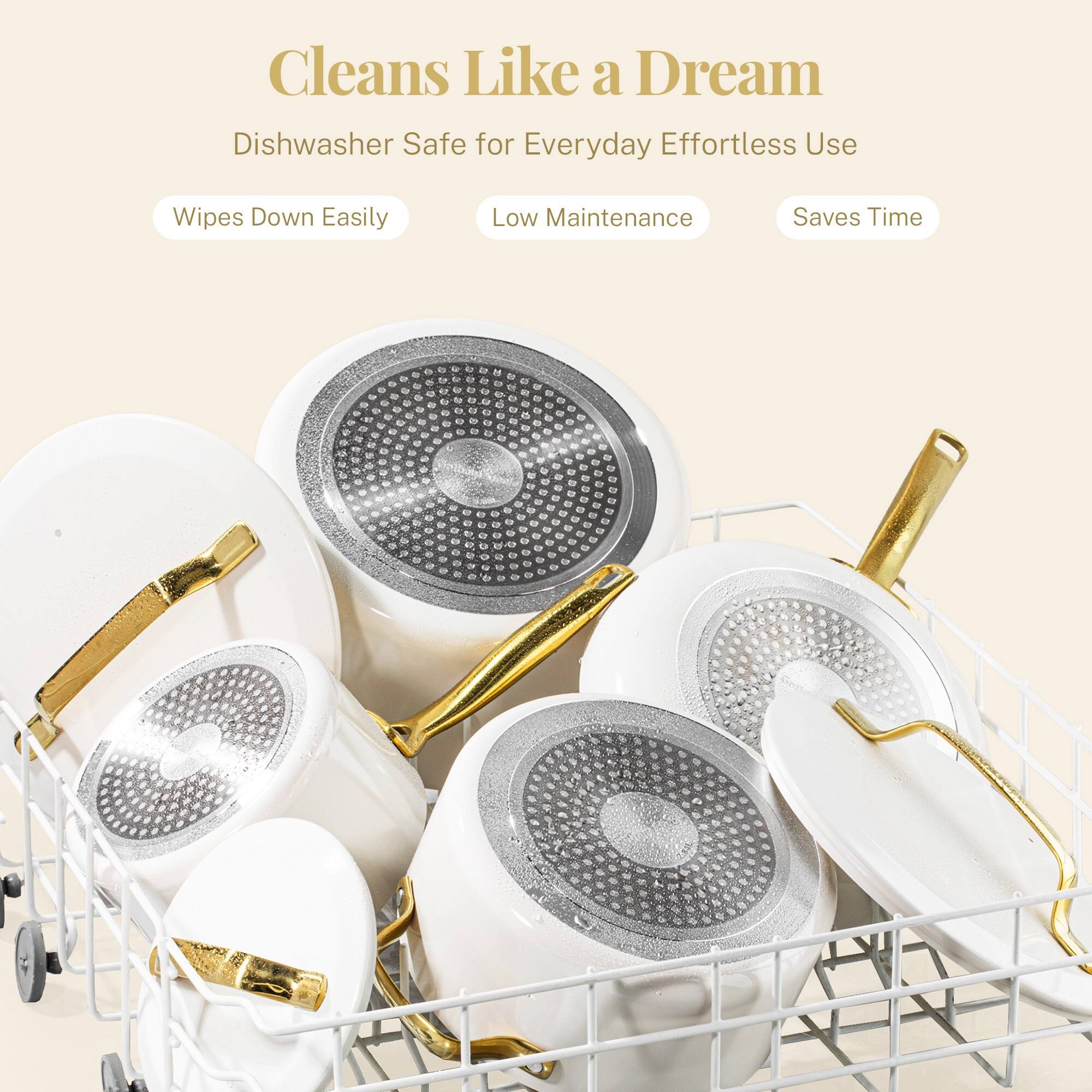 Cleans Like a Dream  
Dishwasher Safe for Everyday Effortless Use  
Wipes Down Easily  
Low Maintenance  
Saves Time