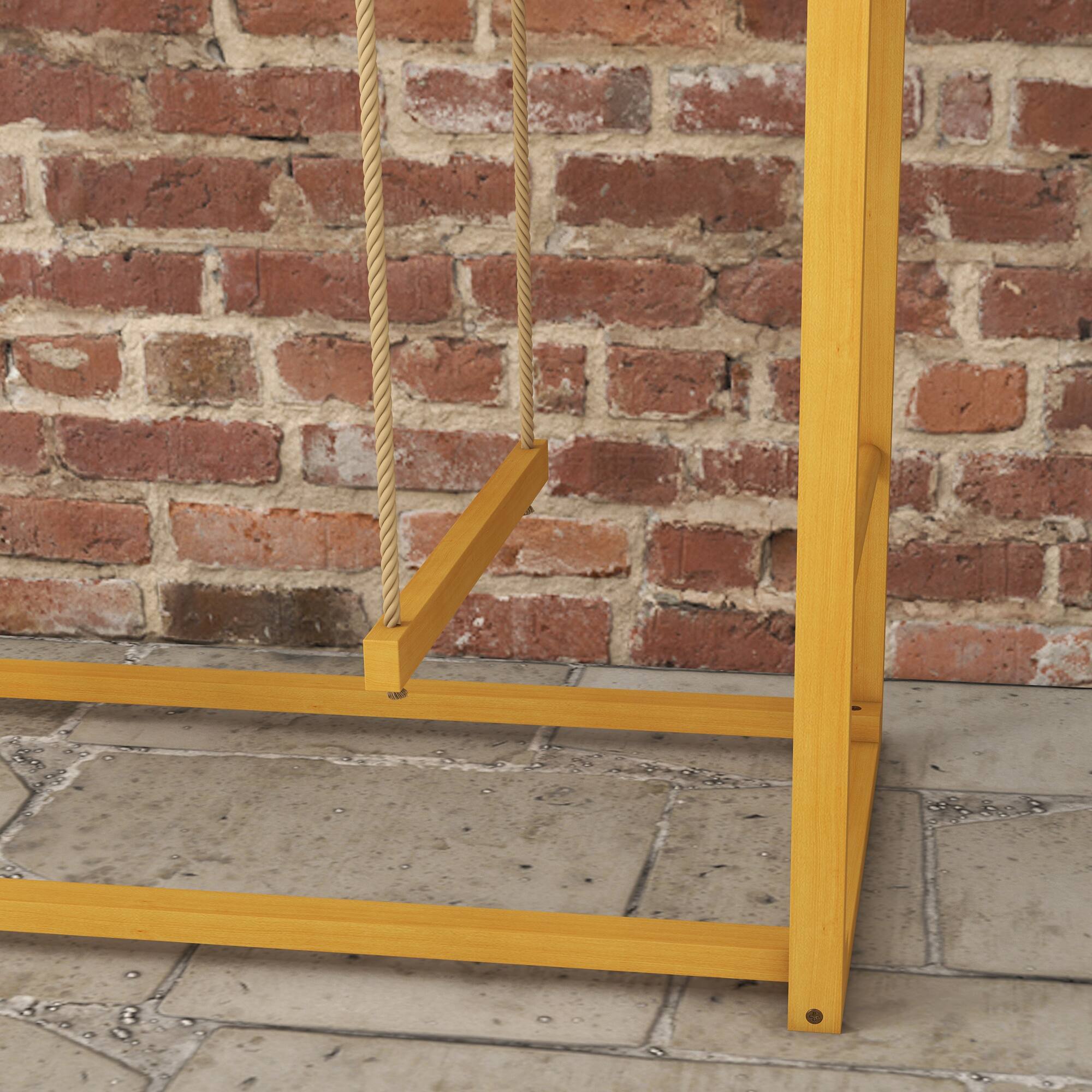 Alt View 4. Pawhut - Chicken Activity Play with Swing Set, Wooden Chicken Coop Accessory with Multiple Chicken Perches & Hen Ladder - Natural Wood.