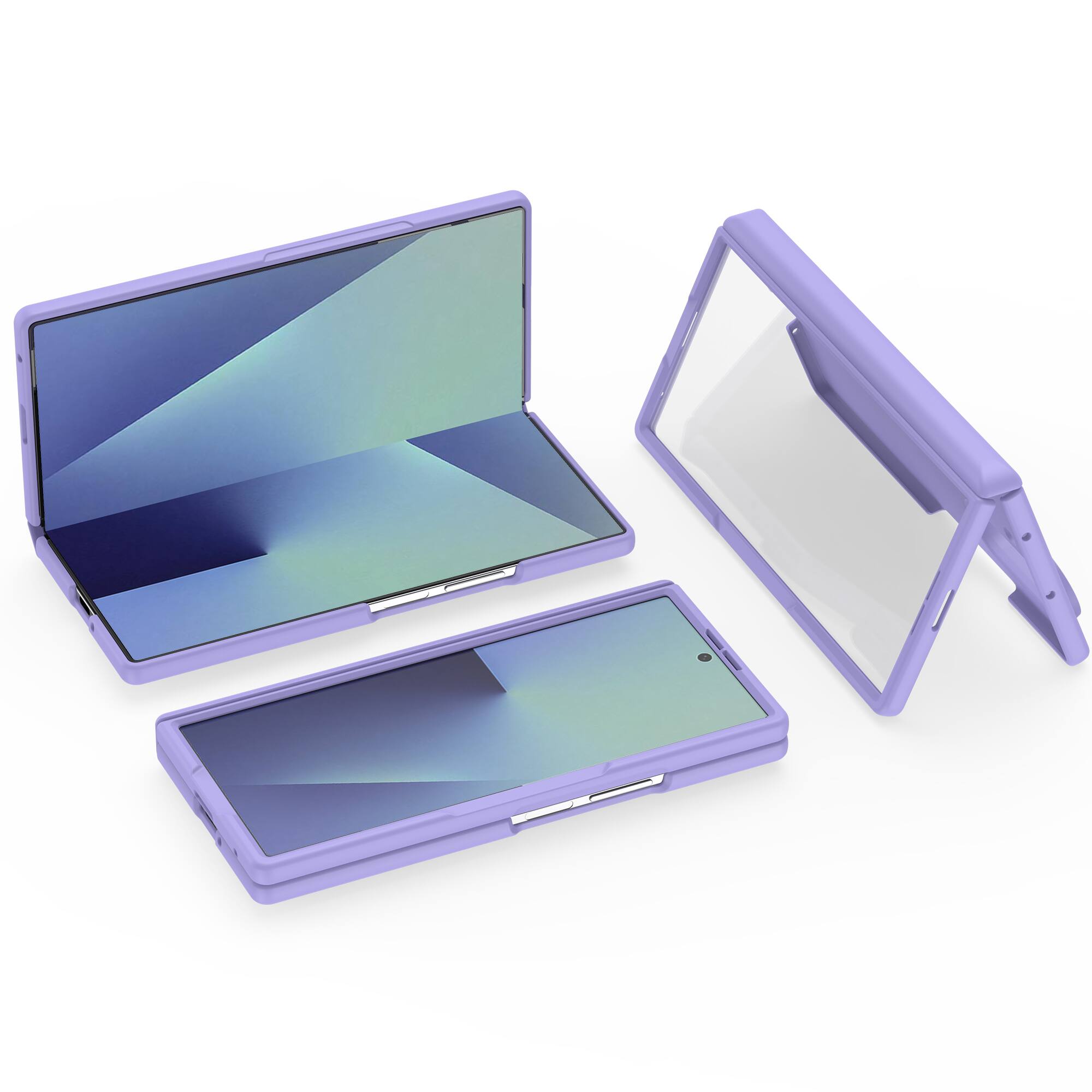 Alt View 4. Dteck - Rugged Full Body Case for Samsung Galaxy Z Fold8 Ultra,Built-in Screen Protector & Hinge Protection,Hard PC Back Cover - Purple.