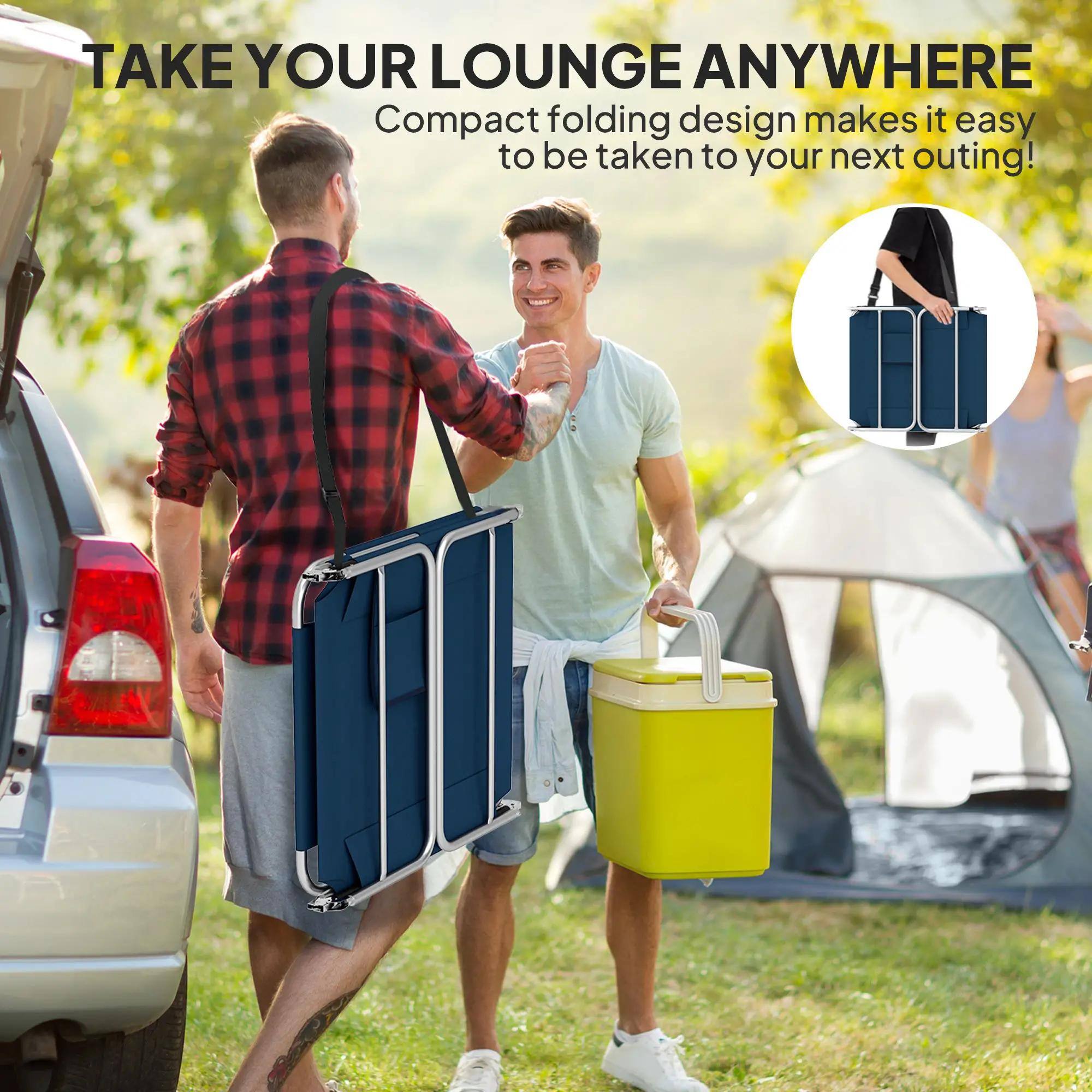 TAKE YOUR LOUNGE ANYWHERE
Compact folding design makes it easy to be taken to your next outing!